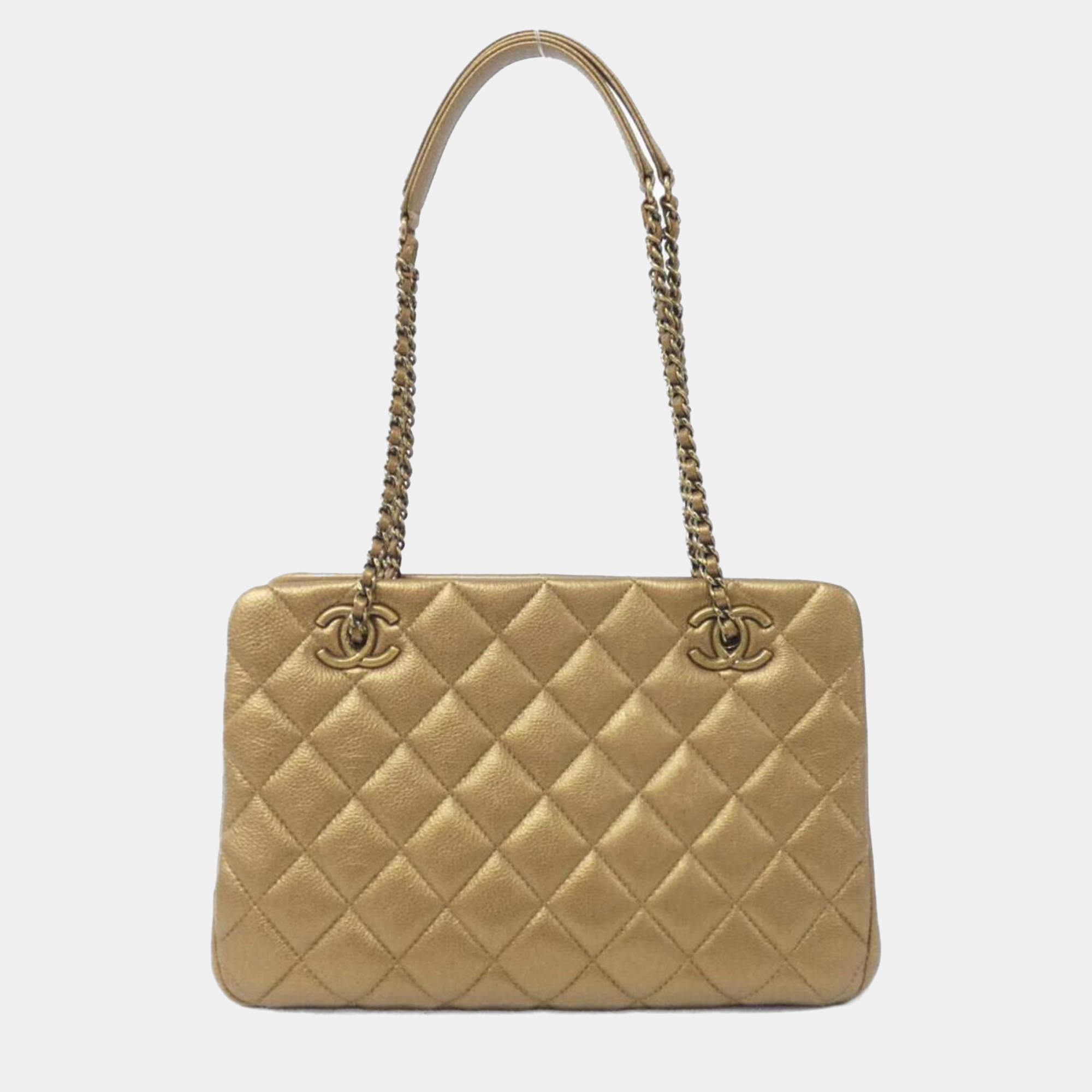 Chanel Paris-Salzburg Metallic Eyelet CC Bronze Leather Shoulder Bag