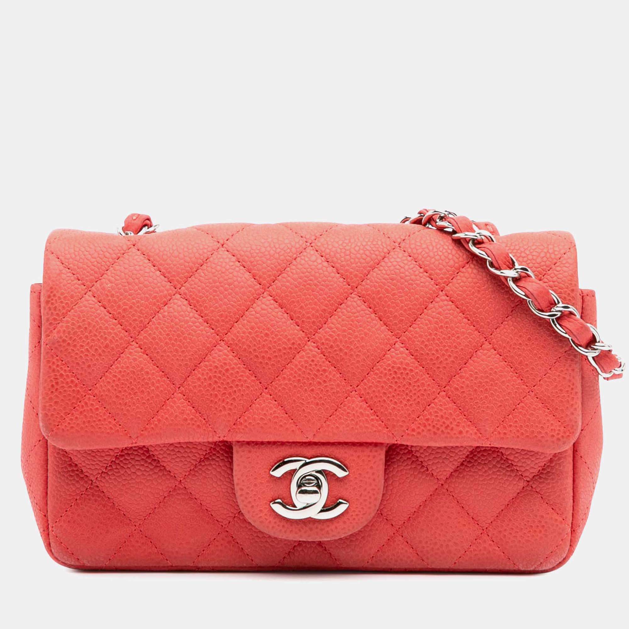 Pre Owned Chanel Mini Rectangular Classic Caviar Single Flap