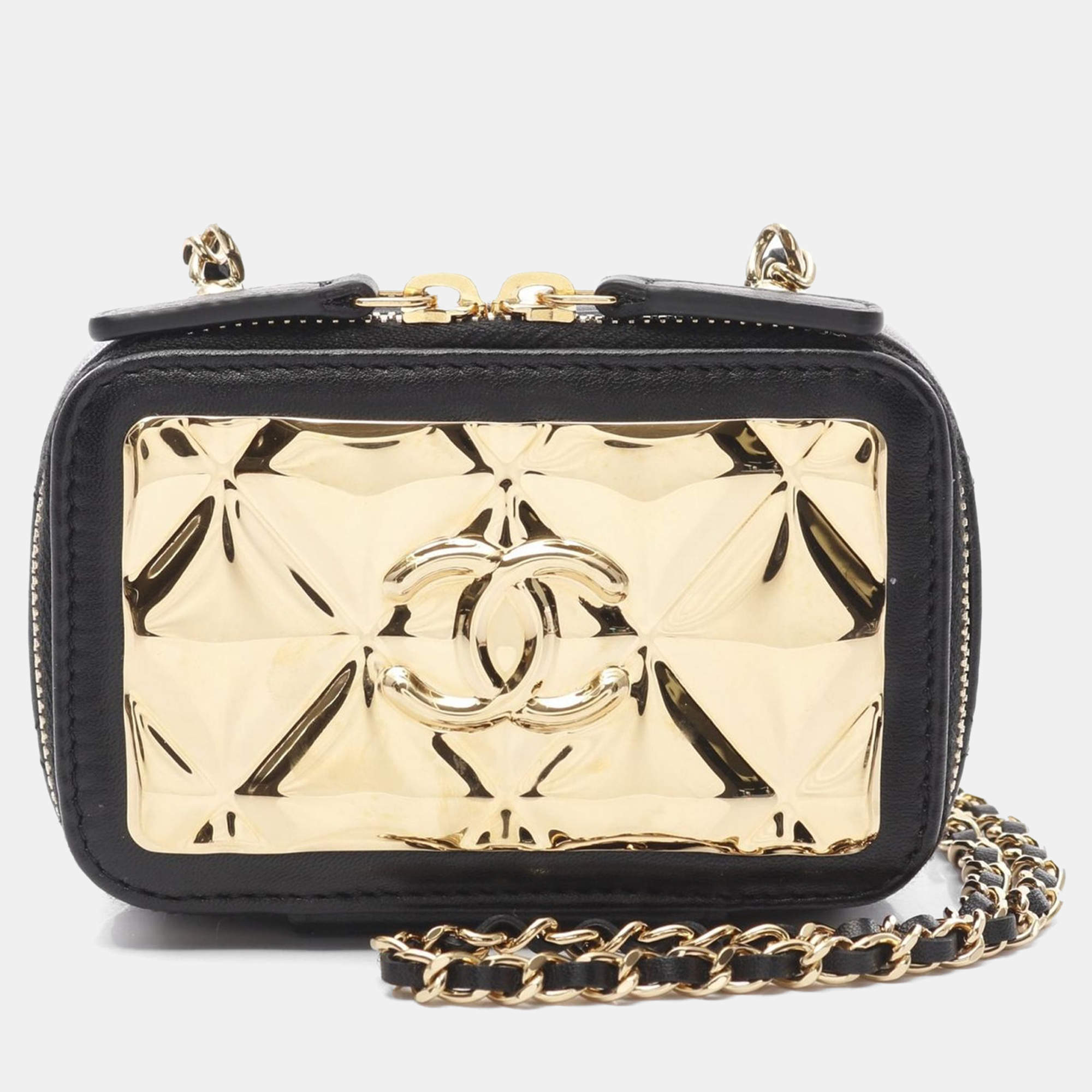 Chanel Black Lambskin CC Coco Mini Matelassé Shoulder Bag GHW