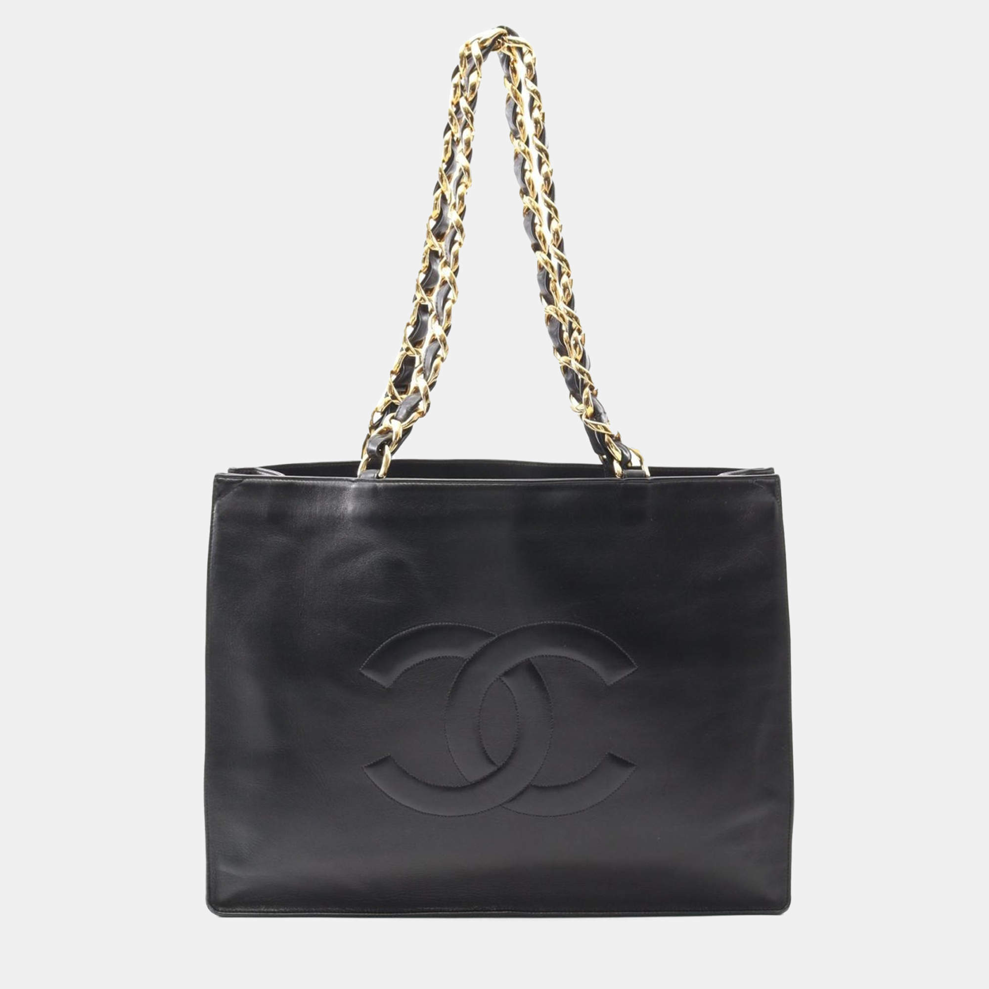 Chanel Jumbo Black Leather Tote Bag