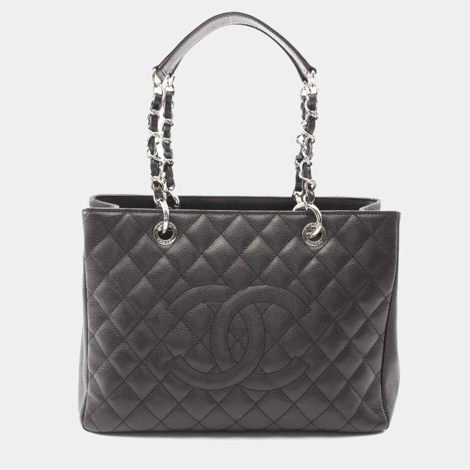 Chanel Grand Shopping Black Leather Tote Bag