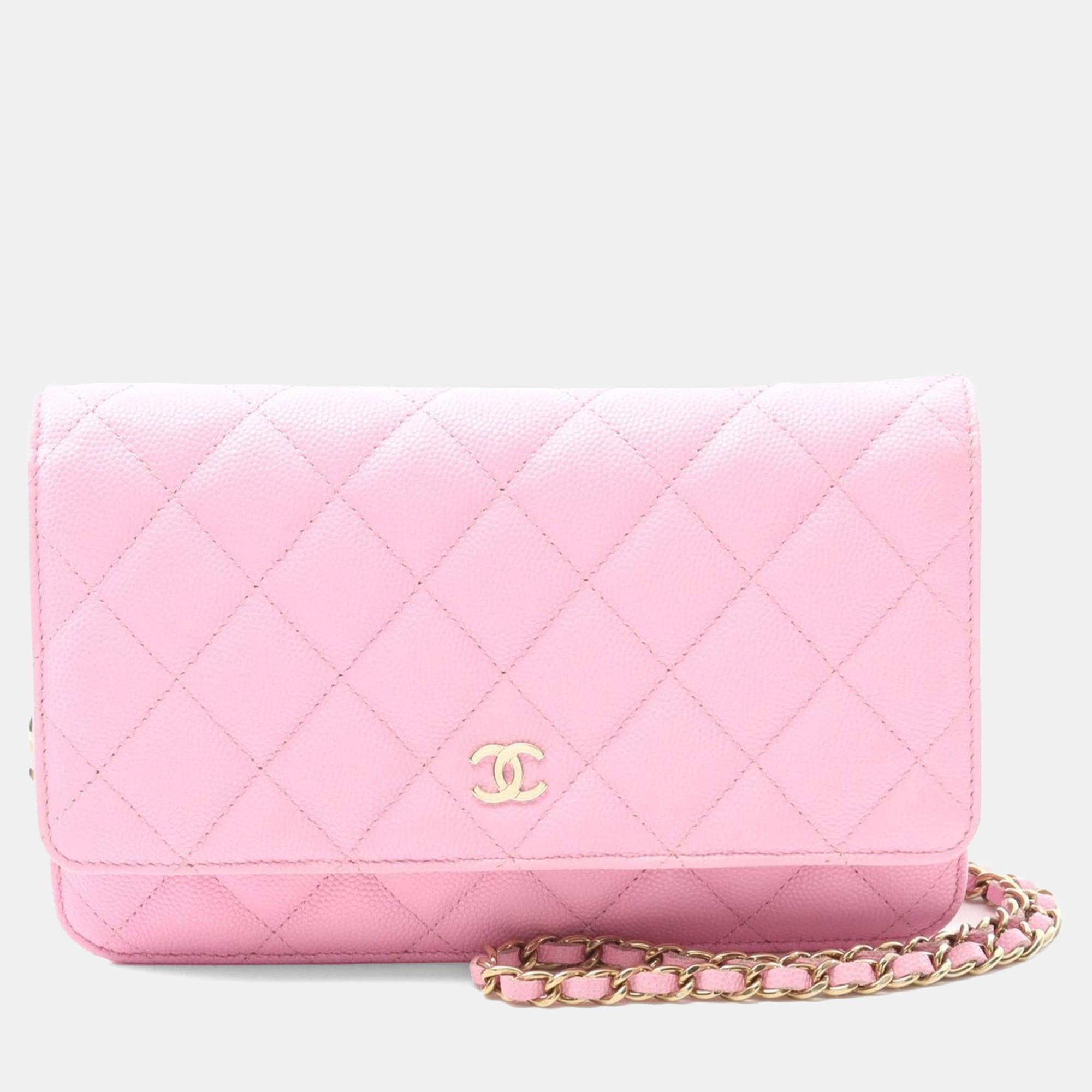 Chanel Classic WOC Pink Grained Calfskin Wallet On Chain
