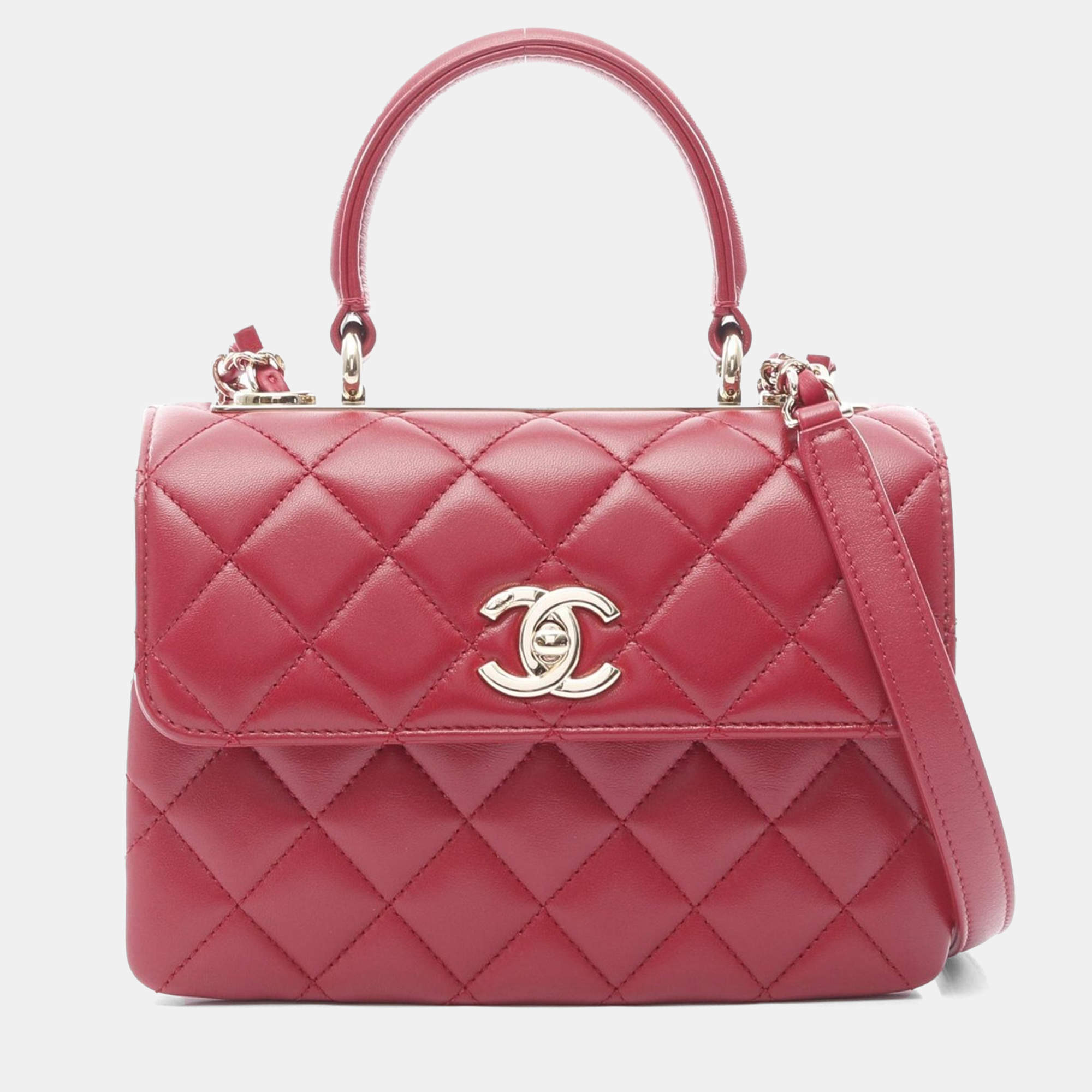 Chanel Trendy CC Red Lambskin Leather Shoulder Bag 