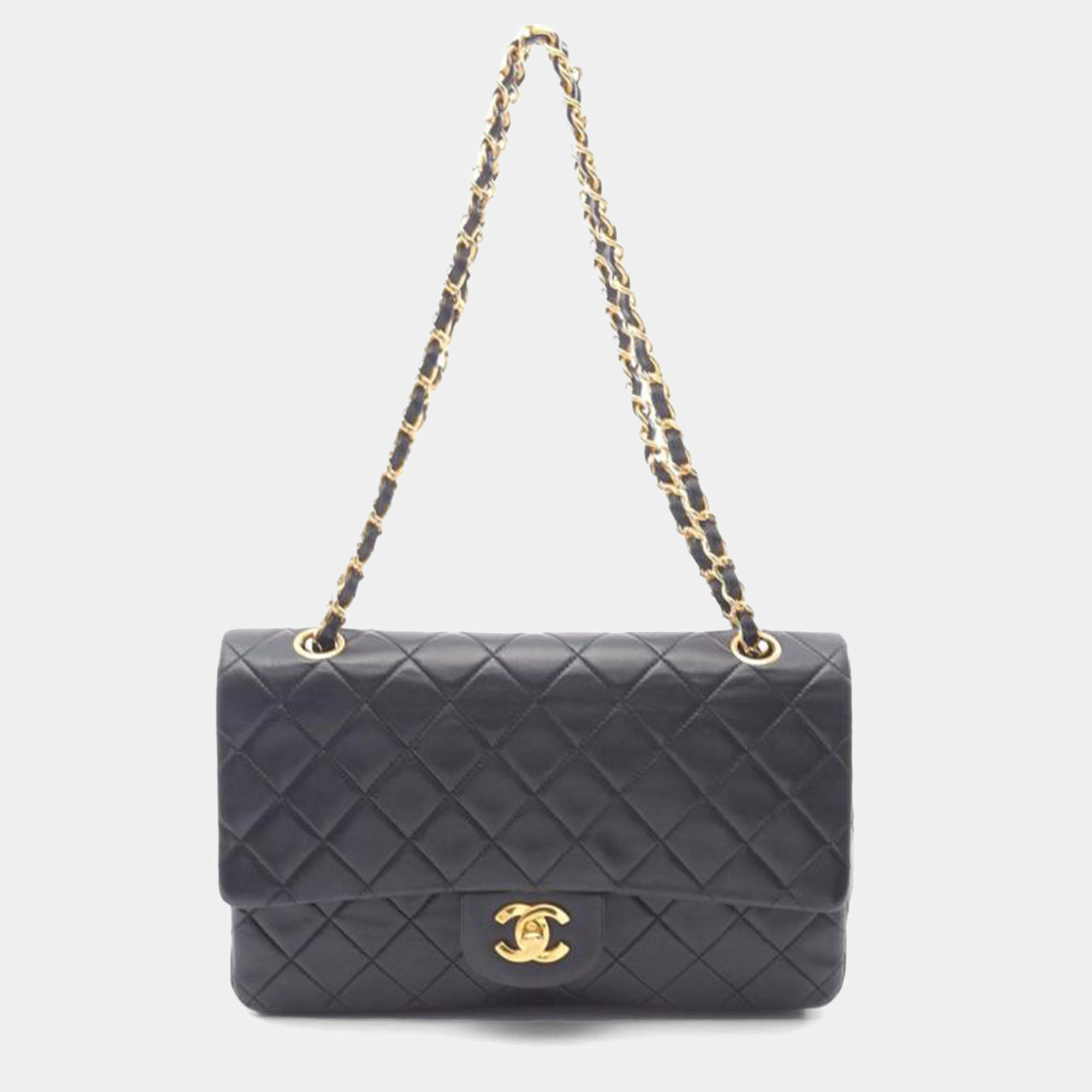 Chanel Classic Double Flap Black Quilted Lambskin Shoulder Bag