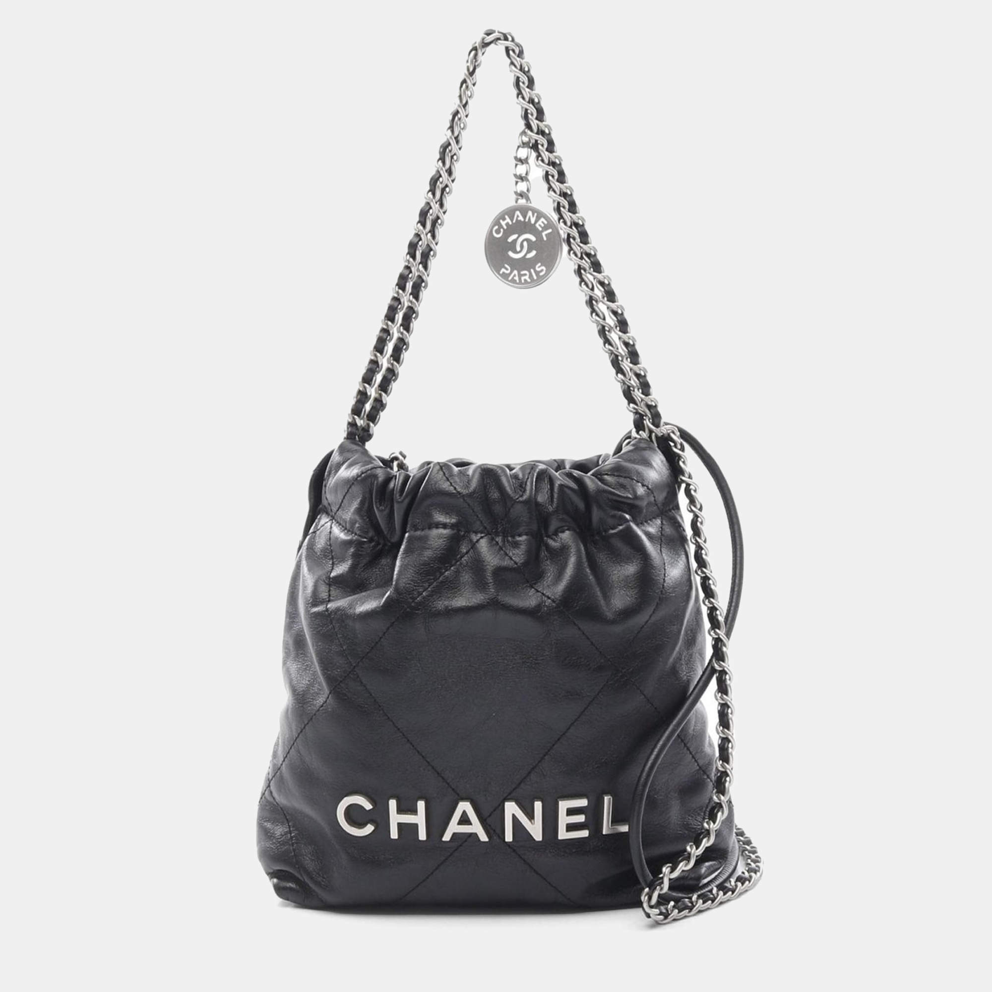 Chanel 22 Mini Black Leather Shoulder Bag 