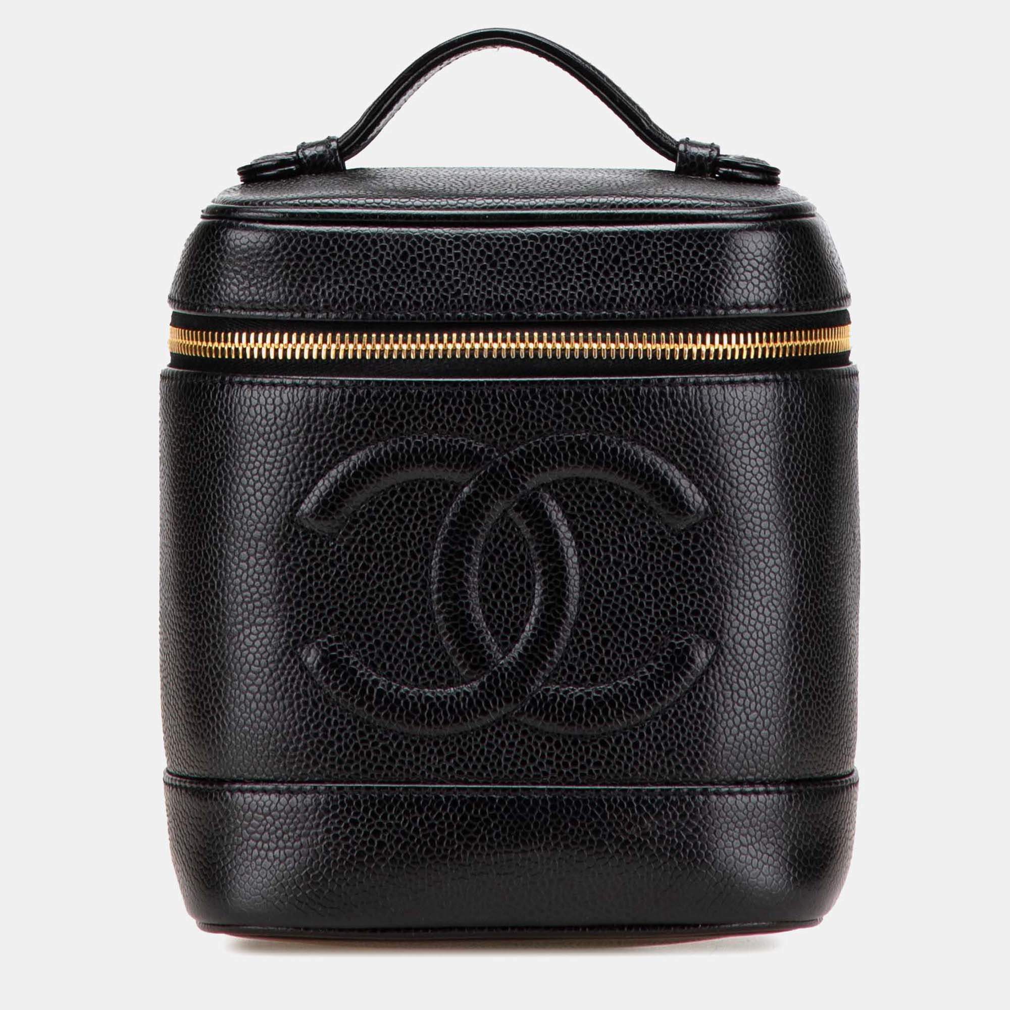 Chanel Black CC Caviar Vanity Case