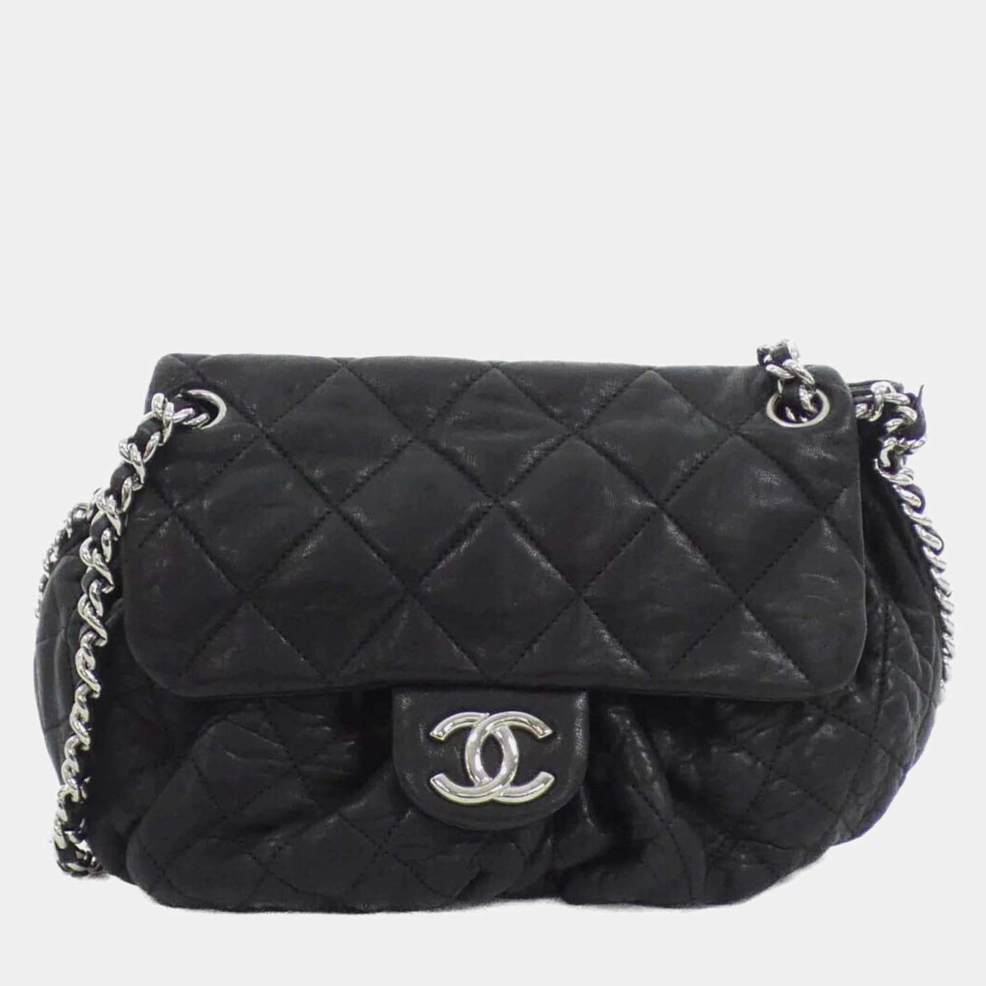 Chanel Chain Around Line Black Leather Shoulder Bag