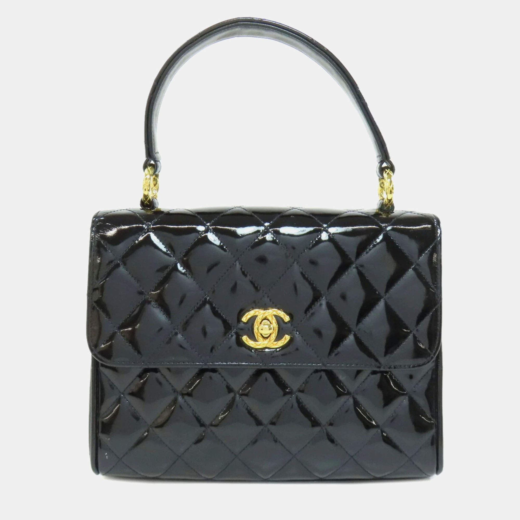 Chanel Kelly Black Patent Leather Handbag