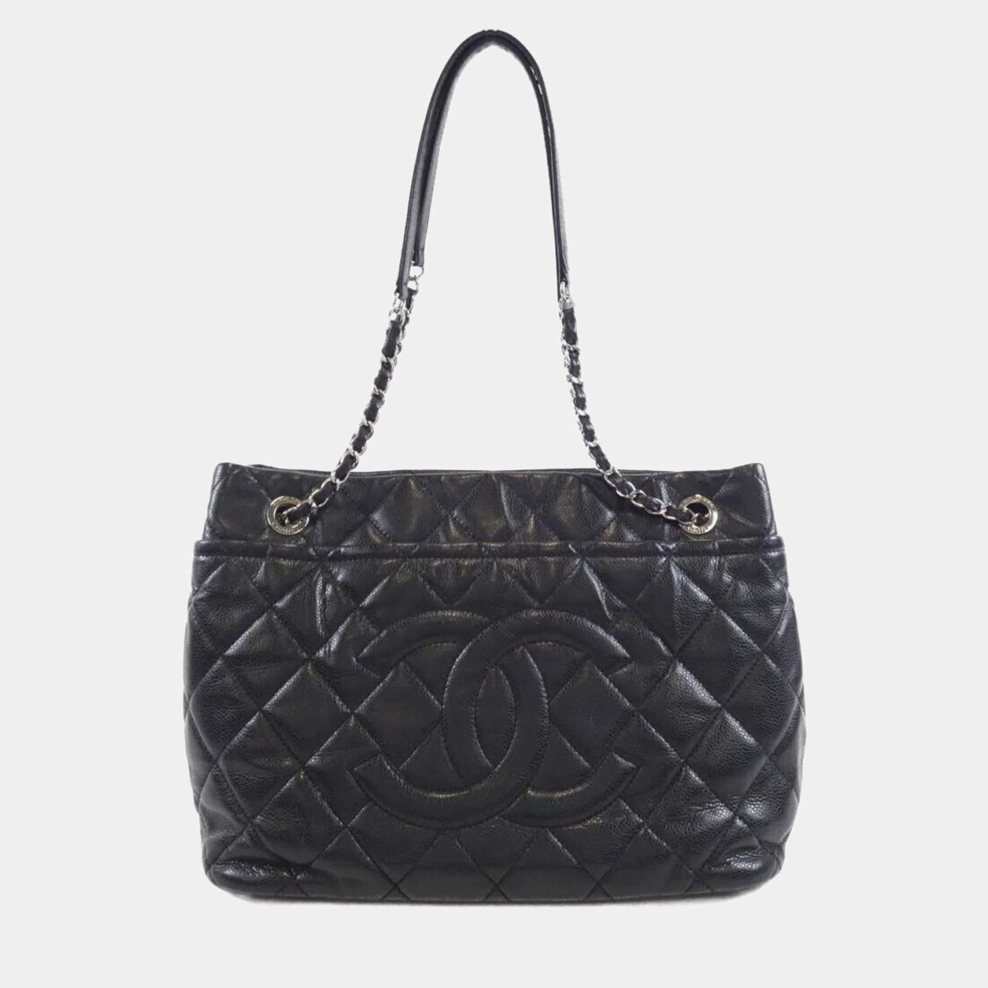 Chanel Timeless CC Black Calf Leather Tote Bag