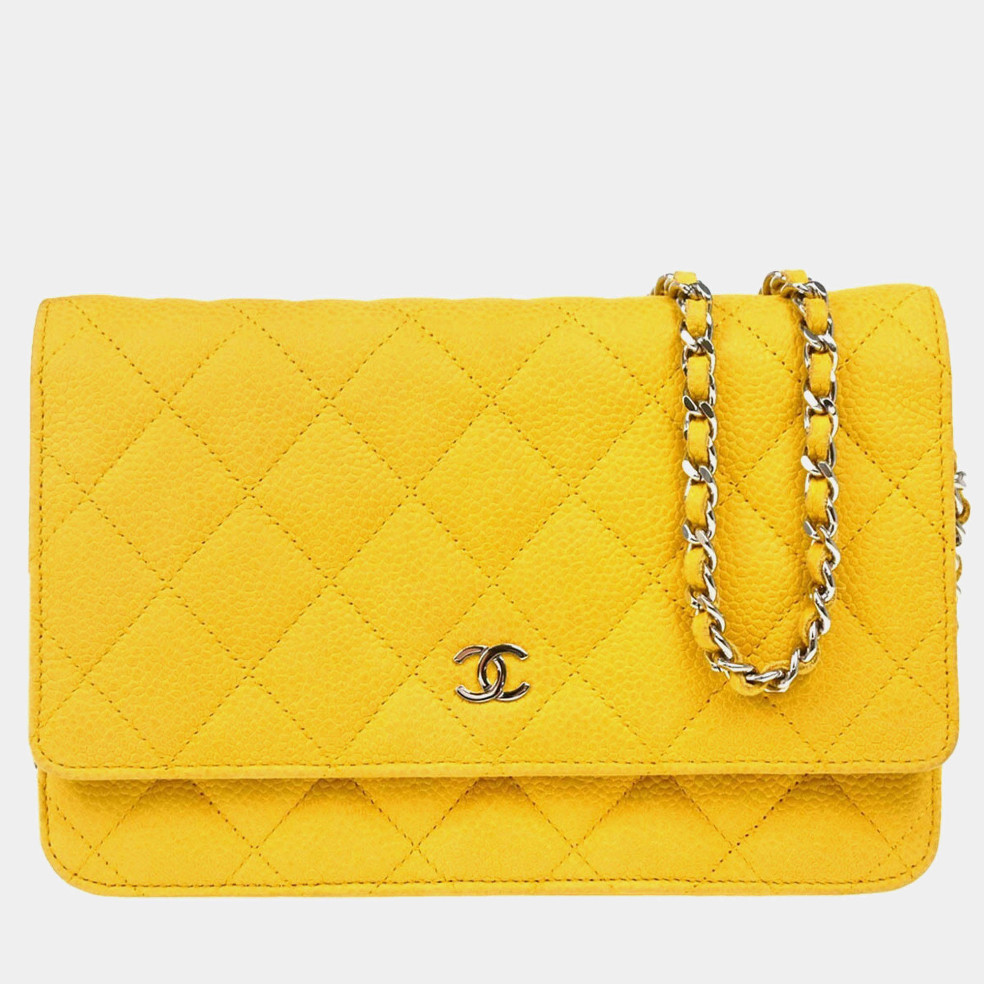 Chanel Yellow Calfskin Classic WOC Shoulder Wallet Bag