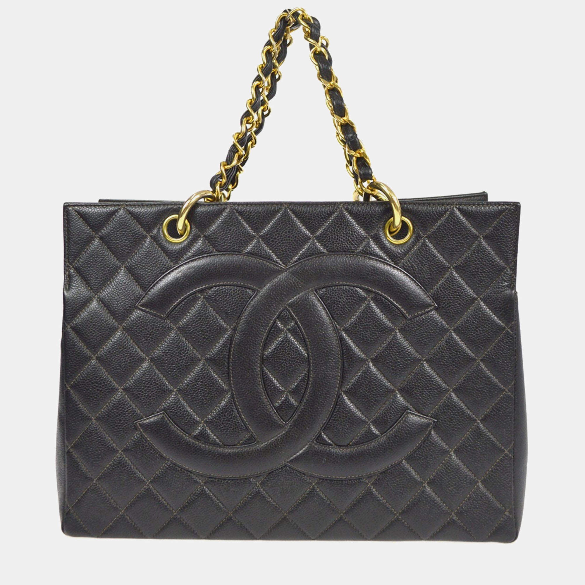 Pre Owned Chanel CC Timeless Black Calfskin Chain Tote Bag