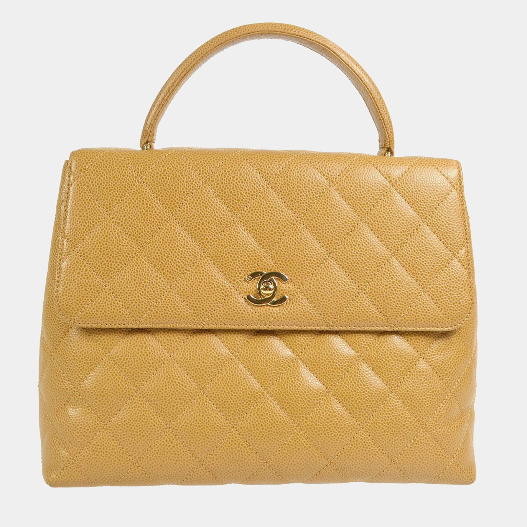 Chanel Medium Straight Flap Beige Calfskin Bag