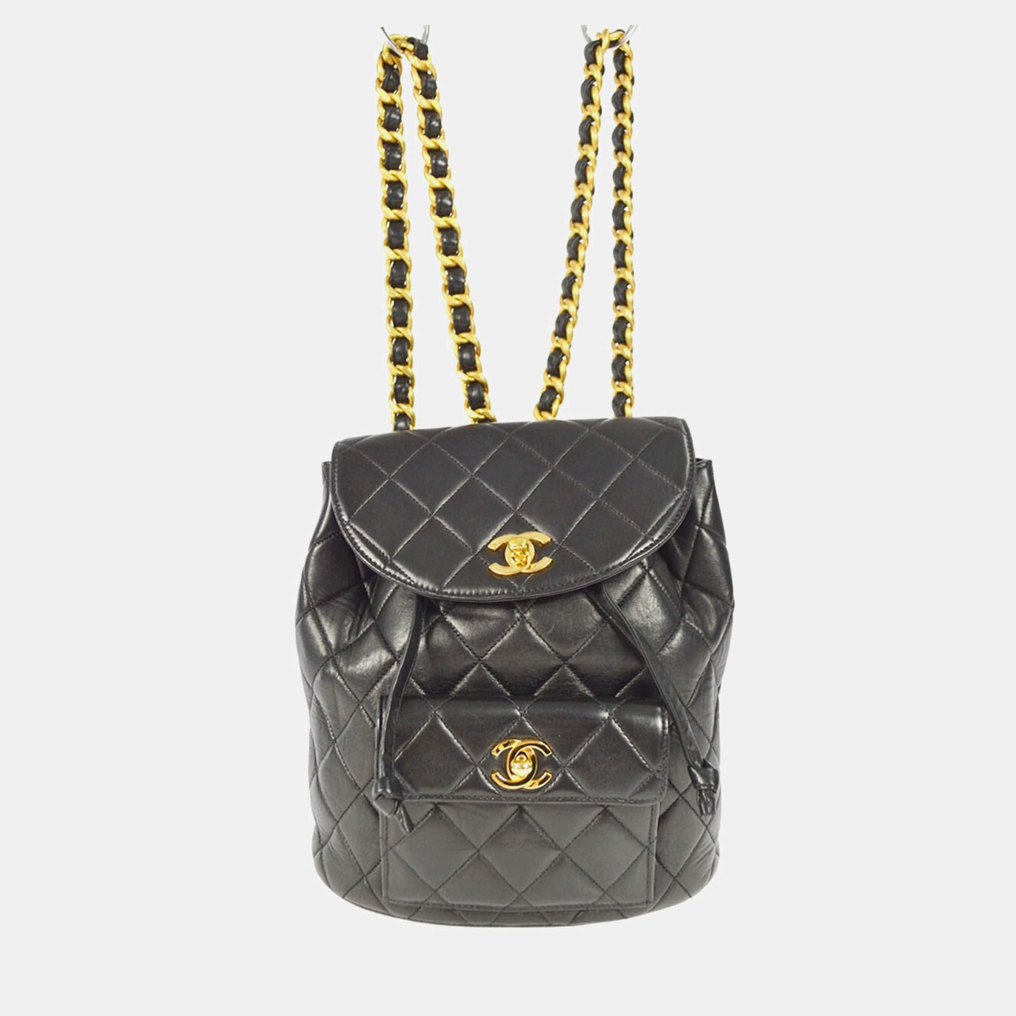 Chanel Black Lambskin Duma Chain Backpack