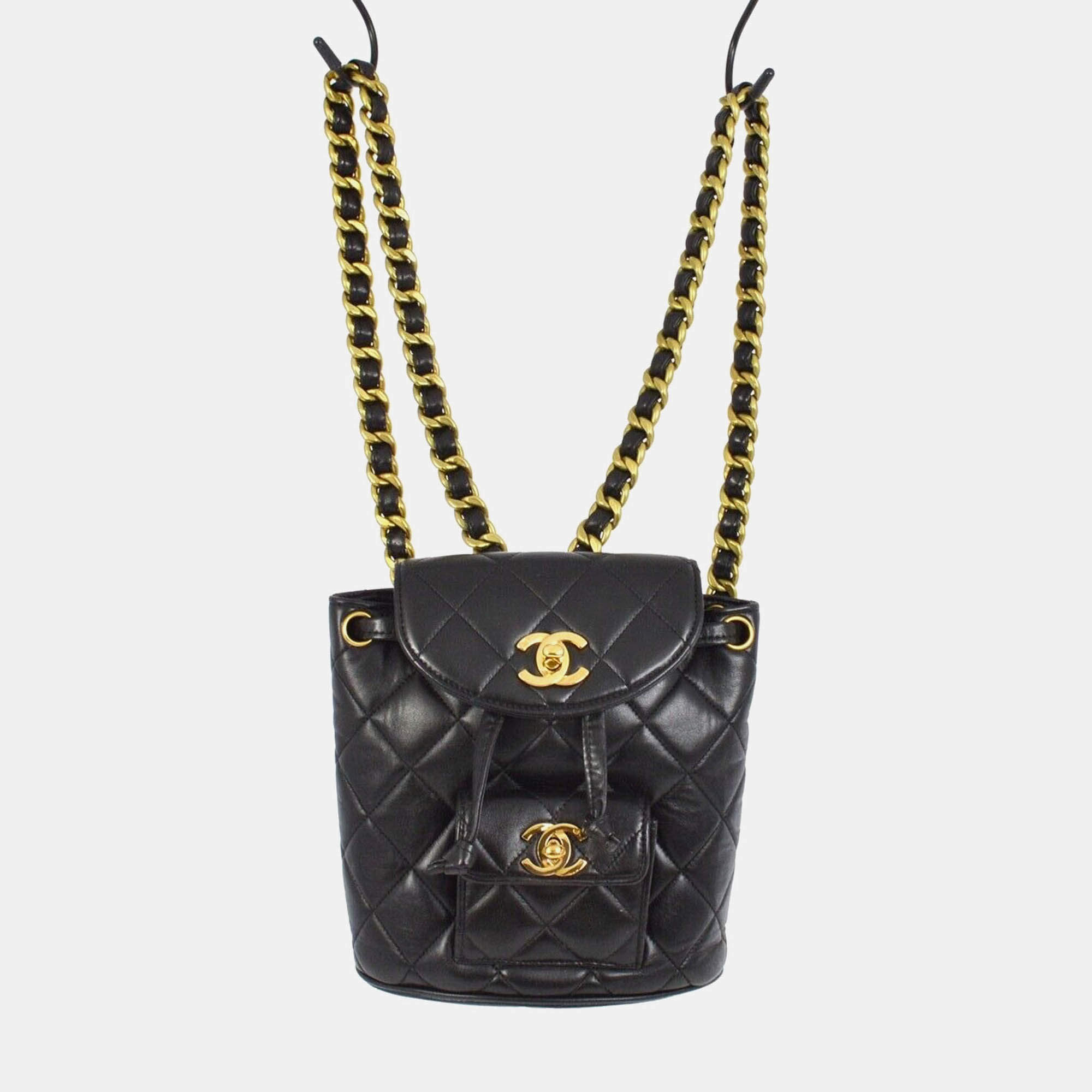 Chanel Black Lambskin Duma Backpack Small