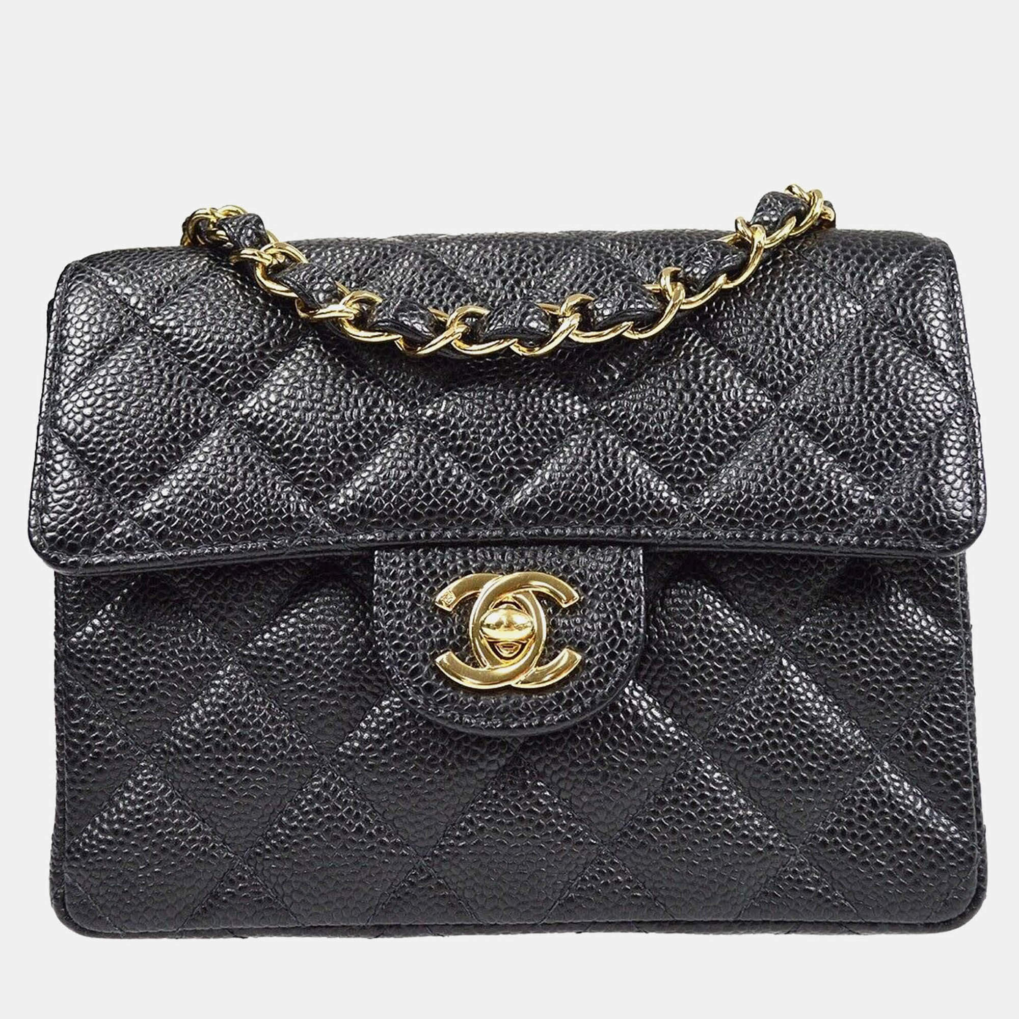 Chanel Mini Classic Square Flap Black Calfskin Bag