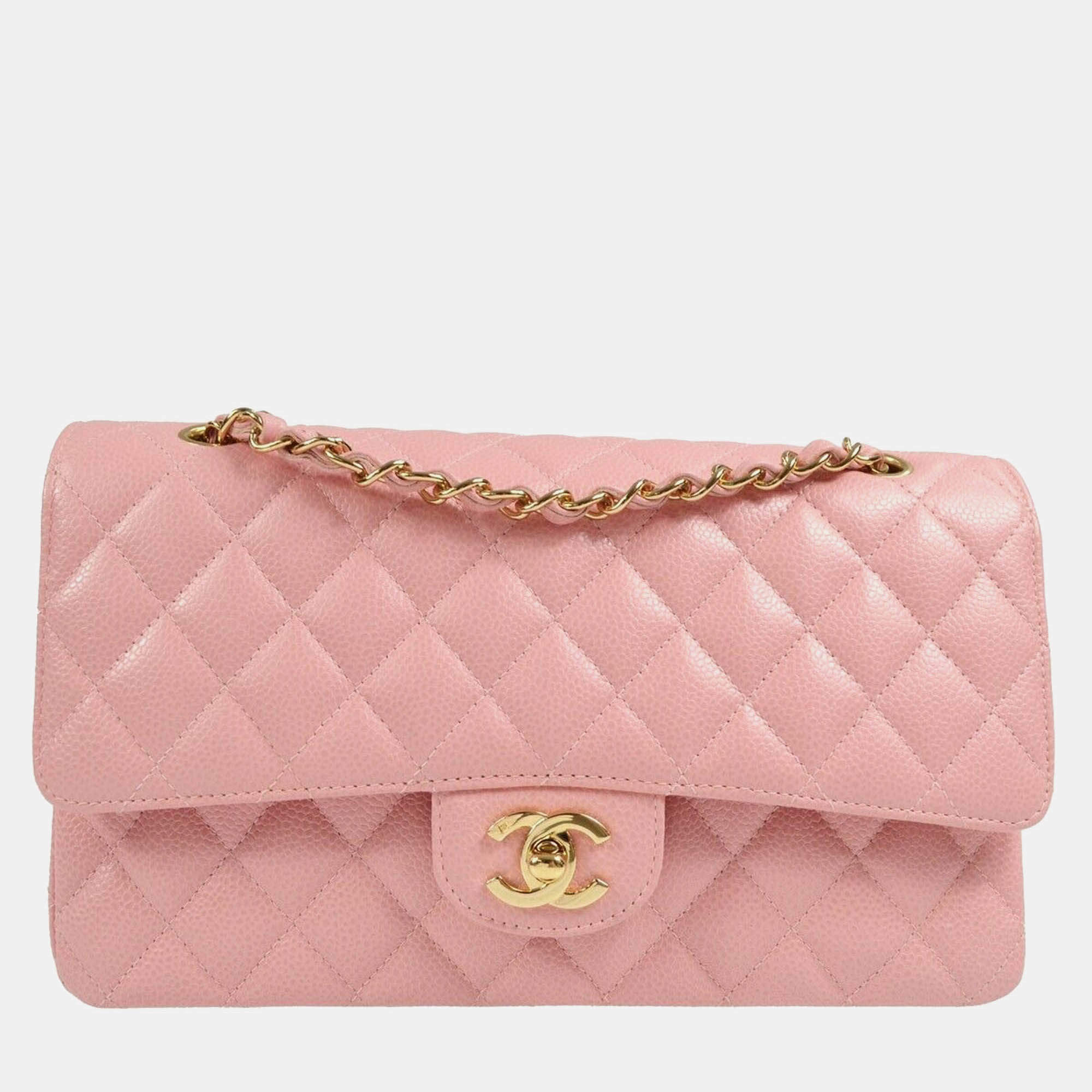 Chanel Classic Double Flap Medium Pink Calfskin Shoulder Bag