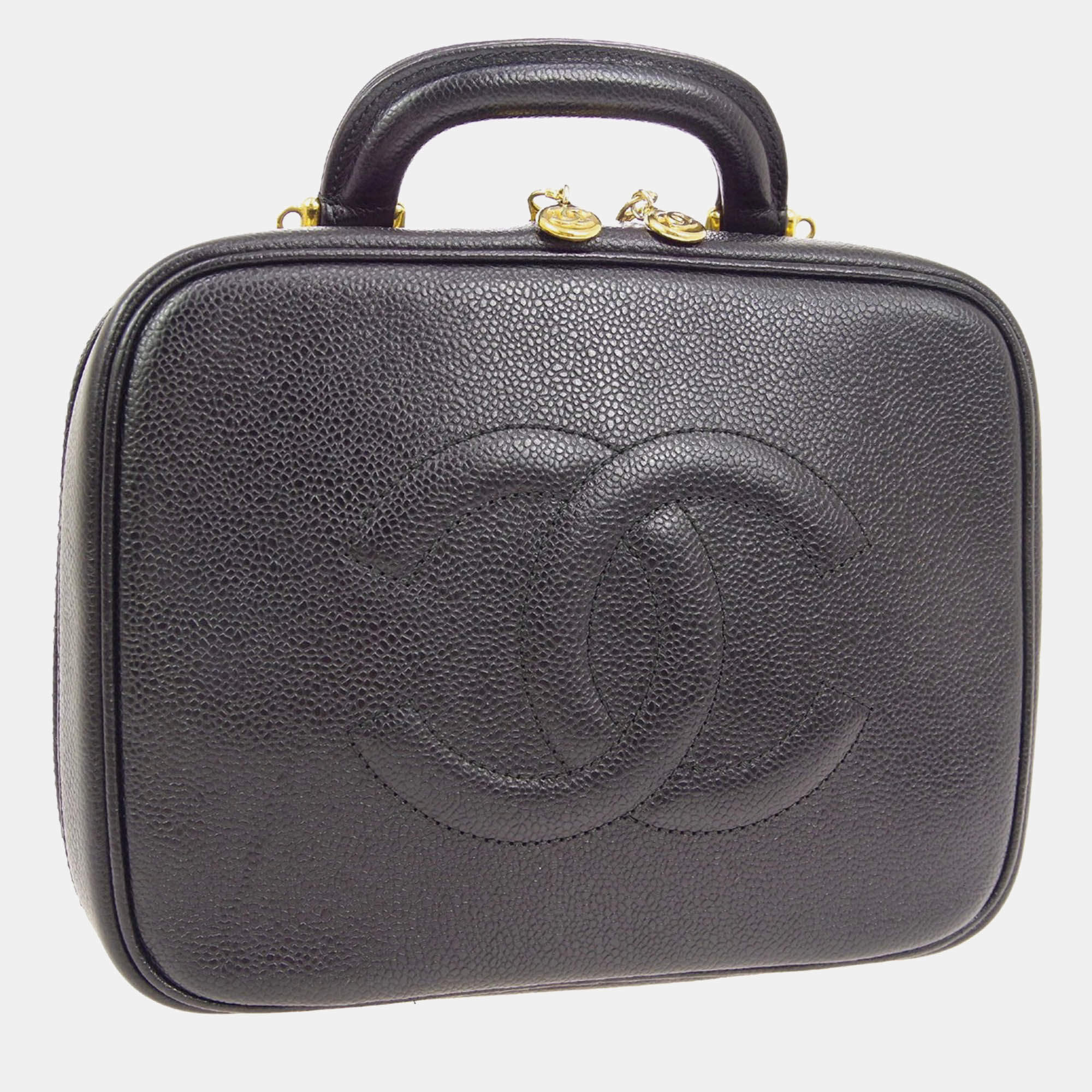 Chanel Black Calfskin Timeless Vanity Handbag