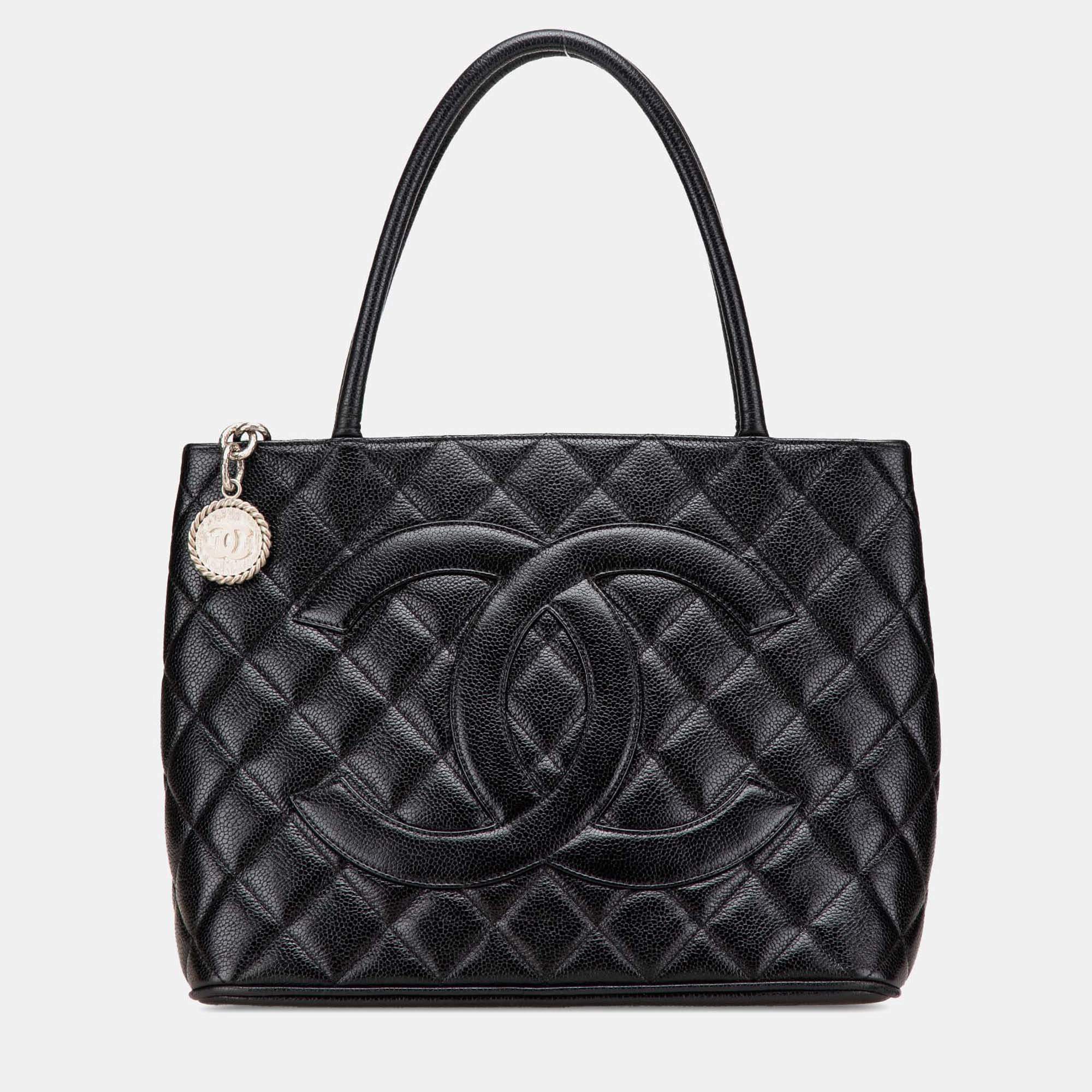 Pre Owned Chanel Black Caviar Medallion Tote