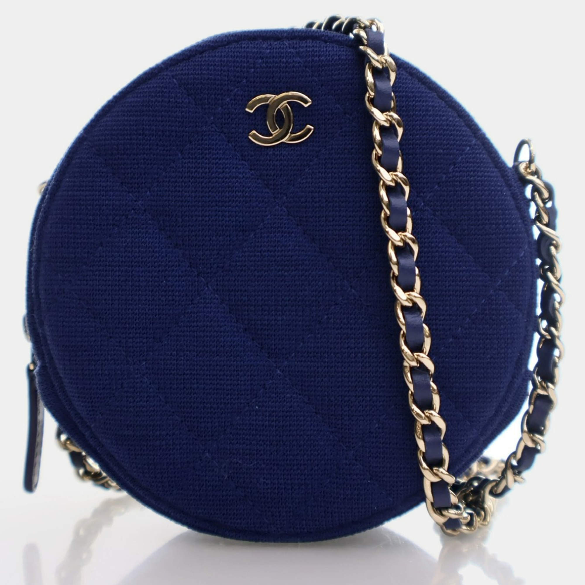 Chanel Round Blue Mixed Fibre Clutch Bag