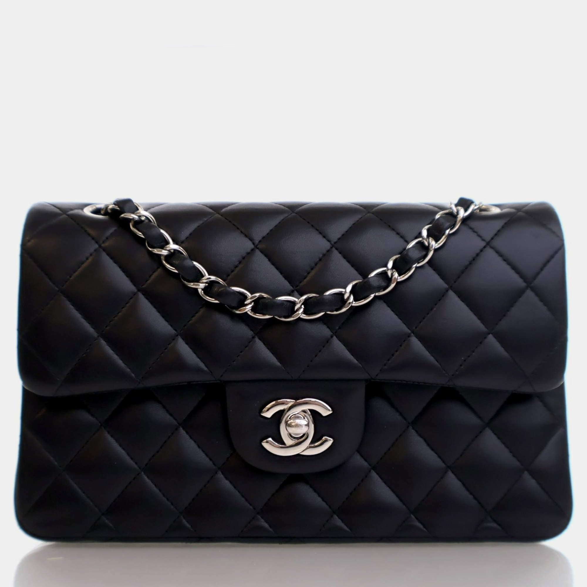 Chanel Classic Double Flap Small Black Lambskin Shoulder Bag