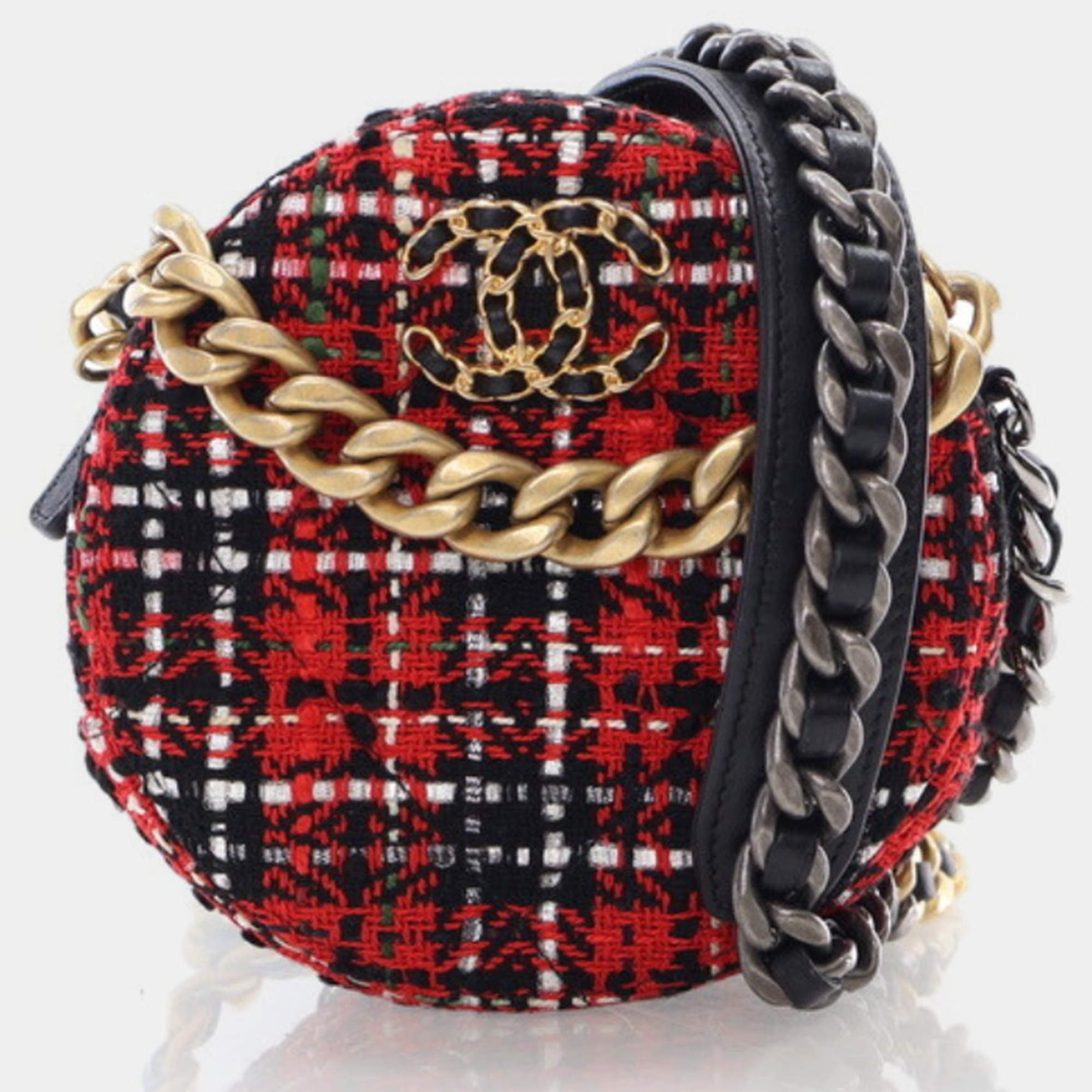 Chanel Multicolor Tweed 19 Round Clutch
