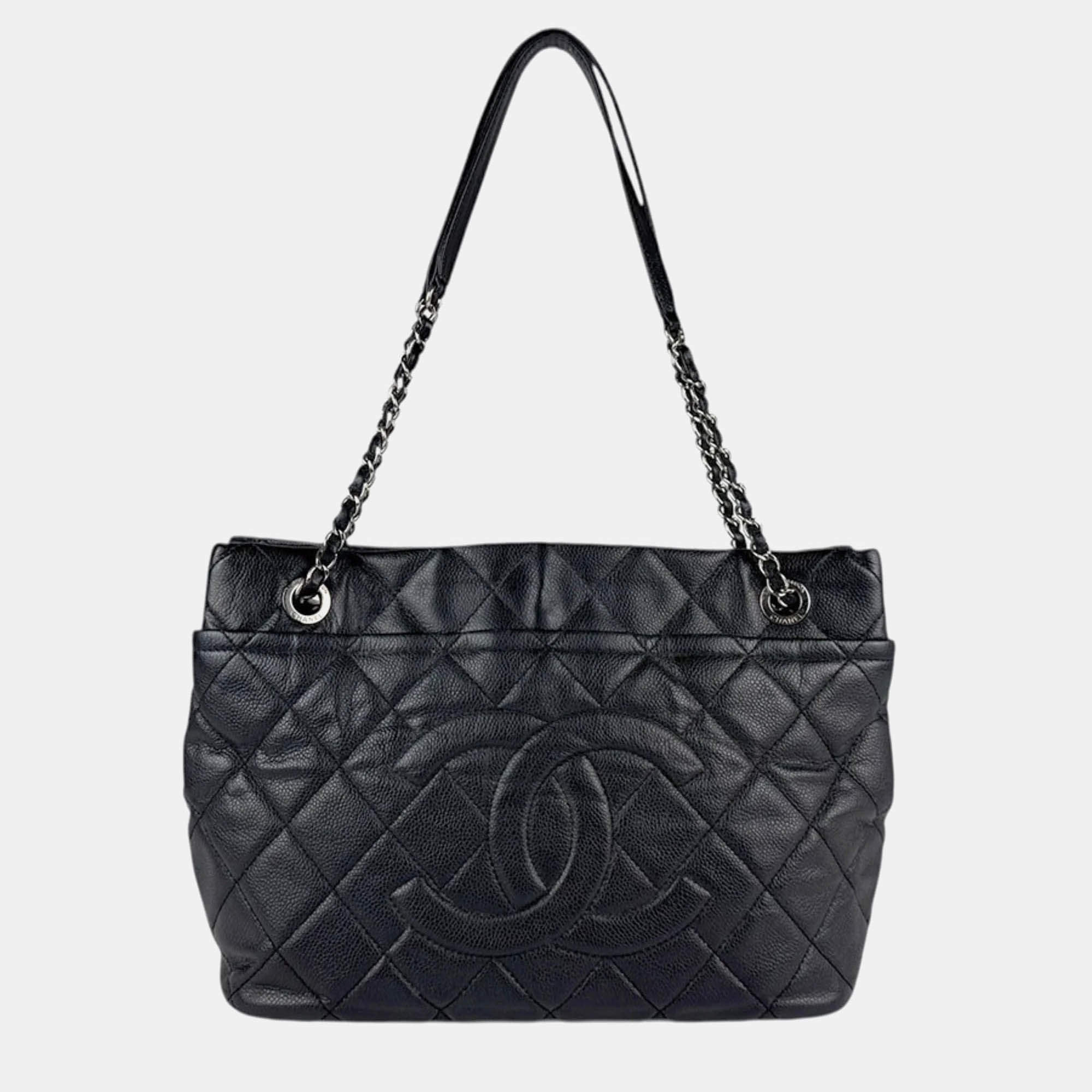 Chanel Timeless CC Black Leather Shoulder Bag