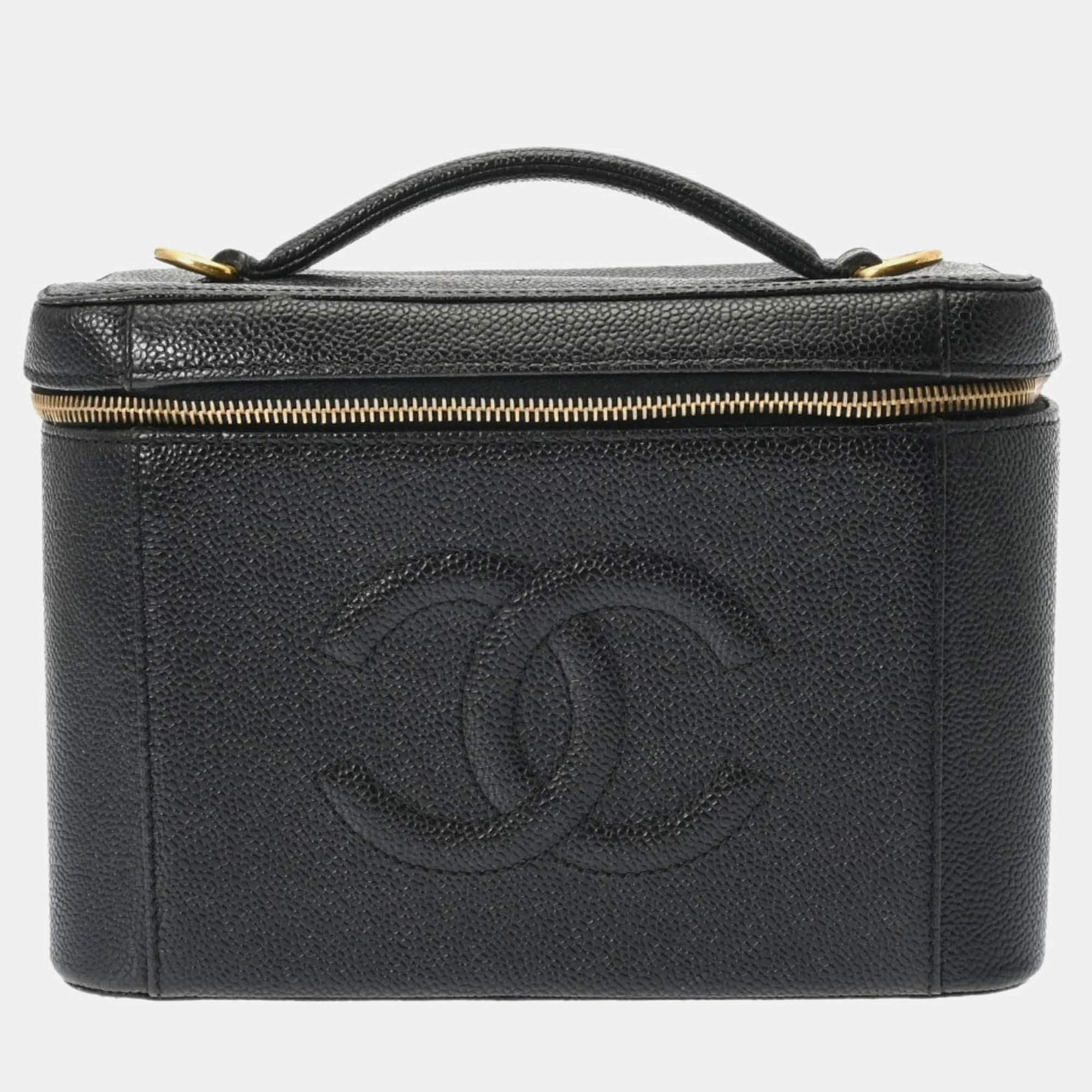 Chanel Vanity Black Leather Shoulder Bag