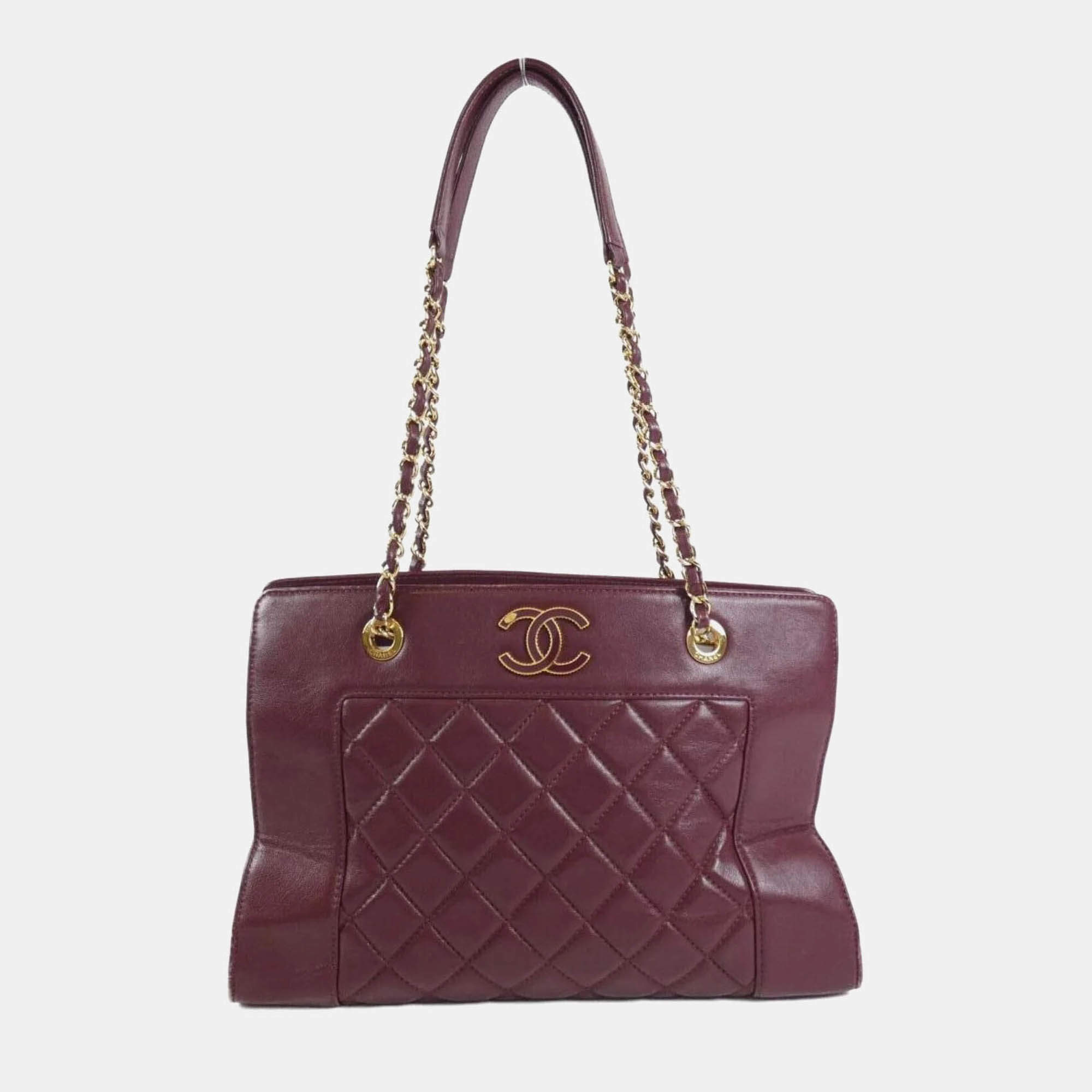 Chanel Mademoiselle Bordeaux Sheepskin Leather Shoulder Bag