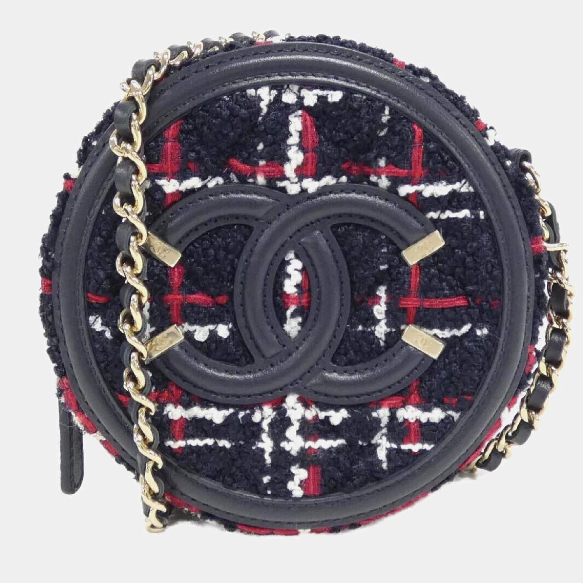 Chanel Round Multicolor Tweed Shoulder Bag