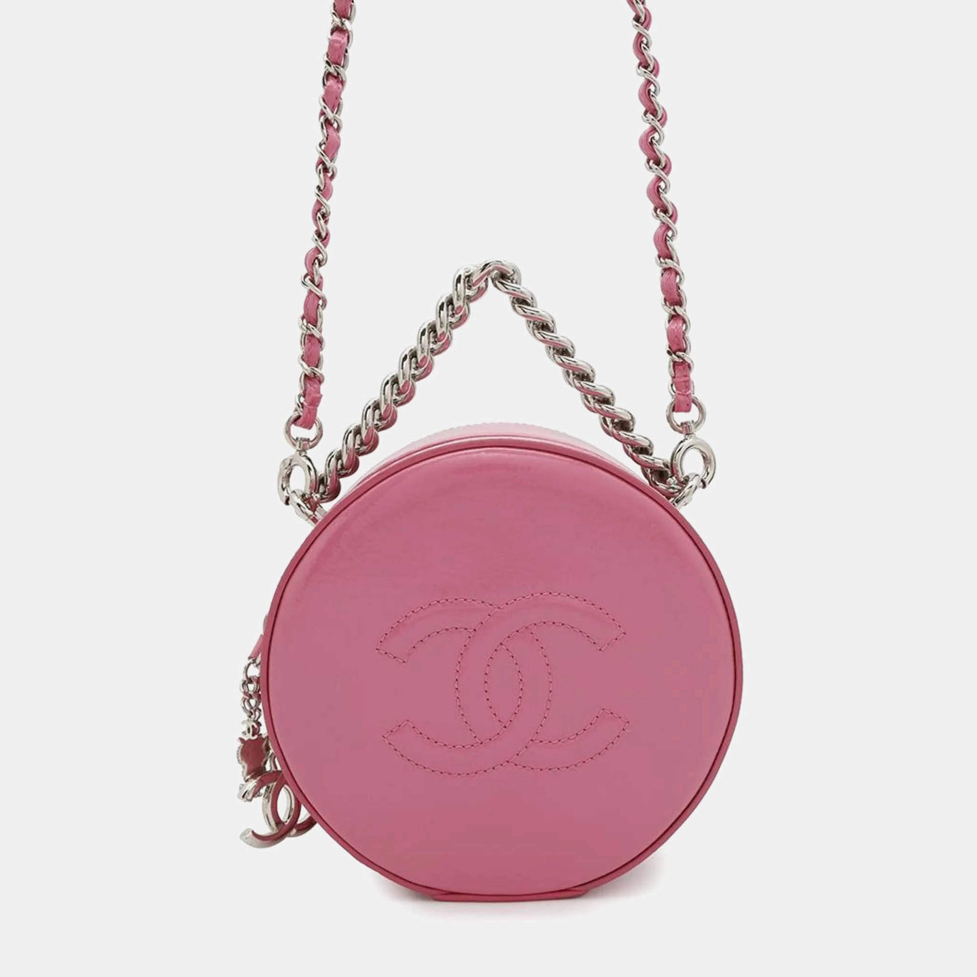 Chanel Round Pink Patent Leather Shoulder Bag