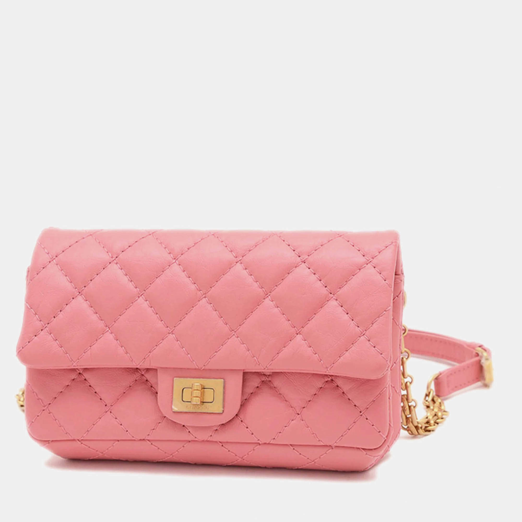 Chanel 2.55 Waist Pouch Body Bag Calfskin Pink