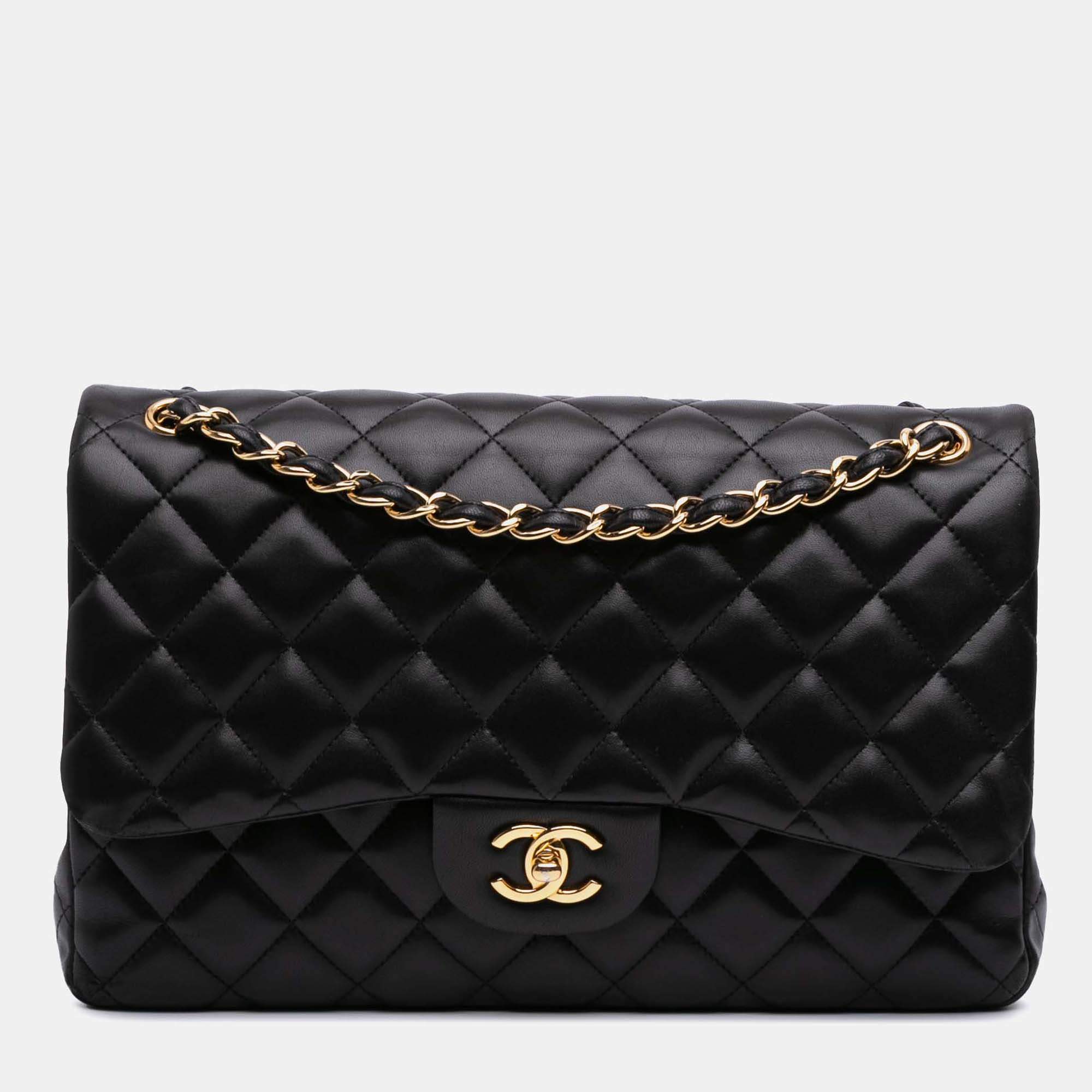 Chanel Black Jumbo Classic Lambskin Double Flap
