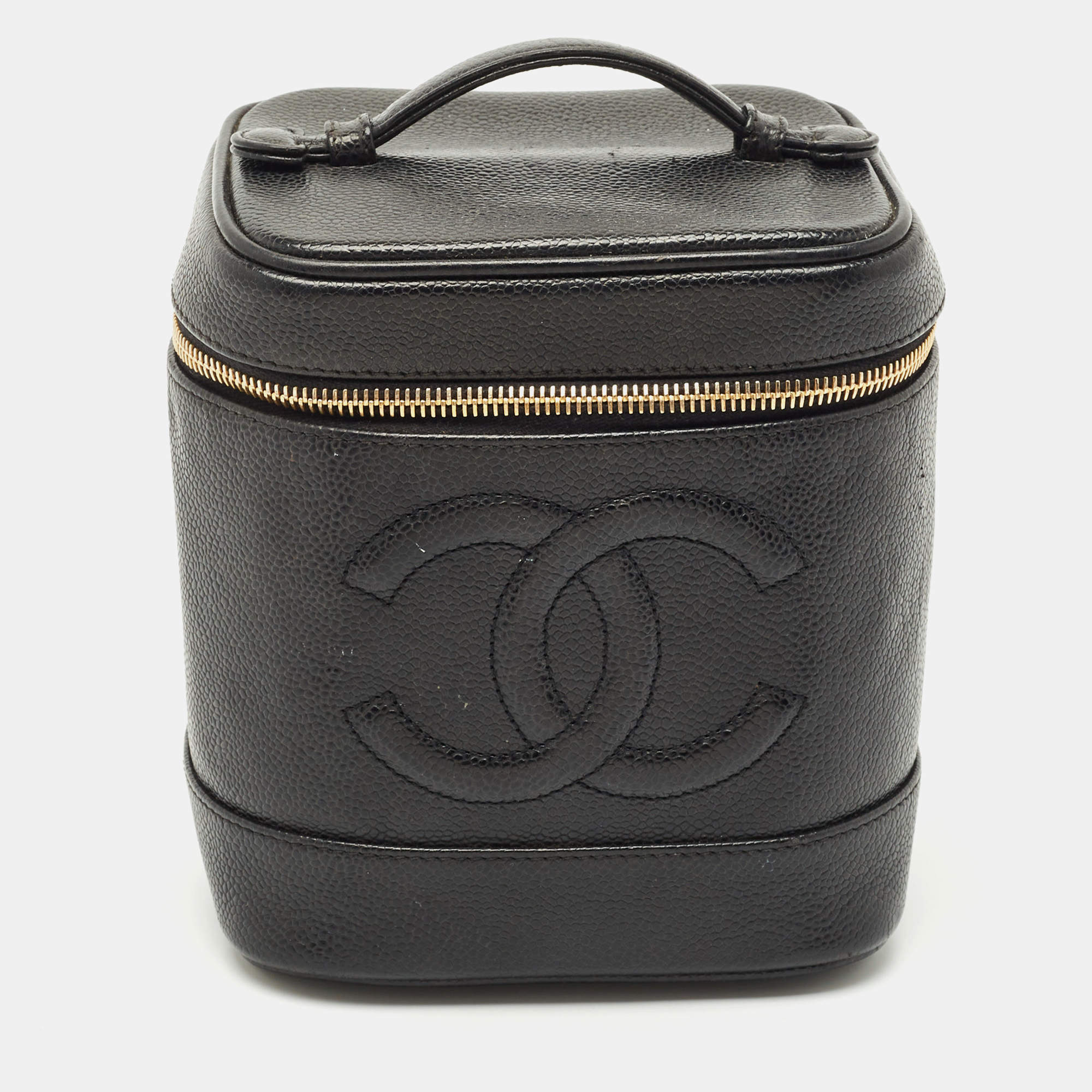 Pre Owned Chanel Black Caviar Leather CC Vanity Case