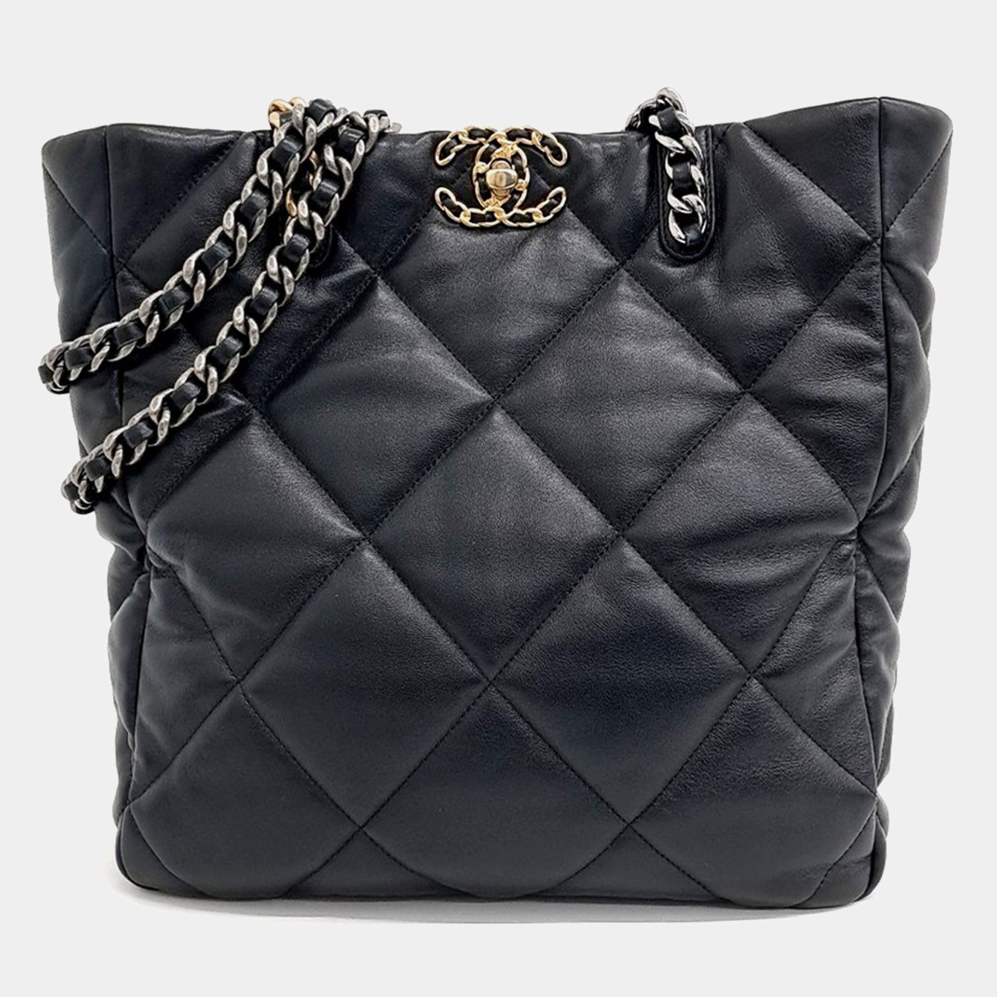 Chanel Black Leather 19 shopping bag