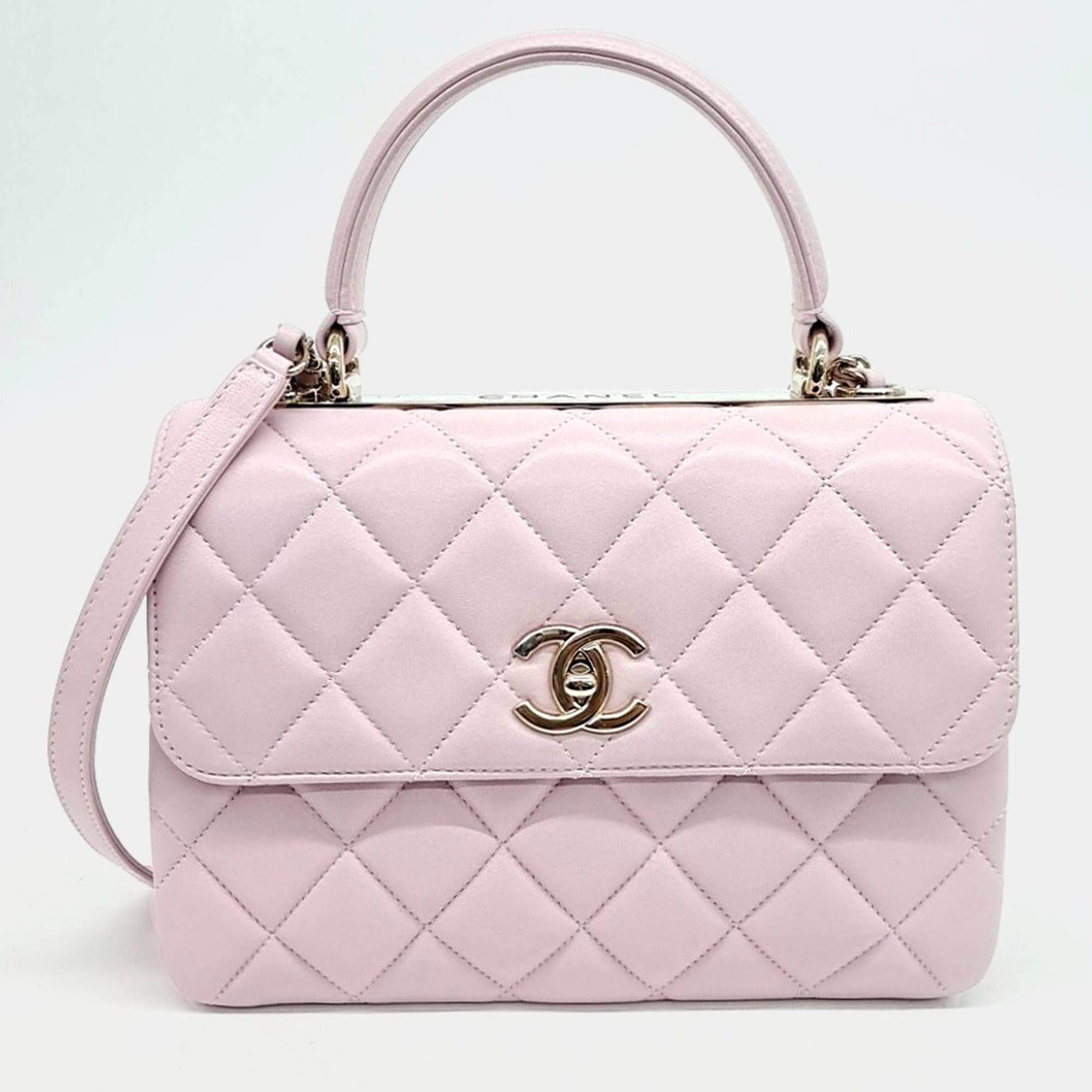 Pre Owned Chanel Pink Leather Lambskin Trendy CC Small bag