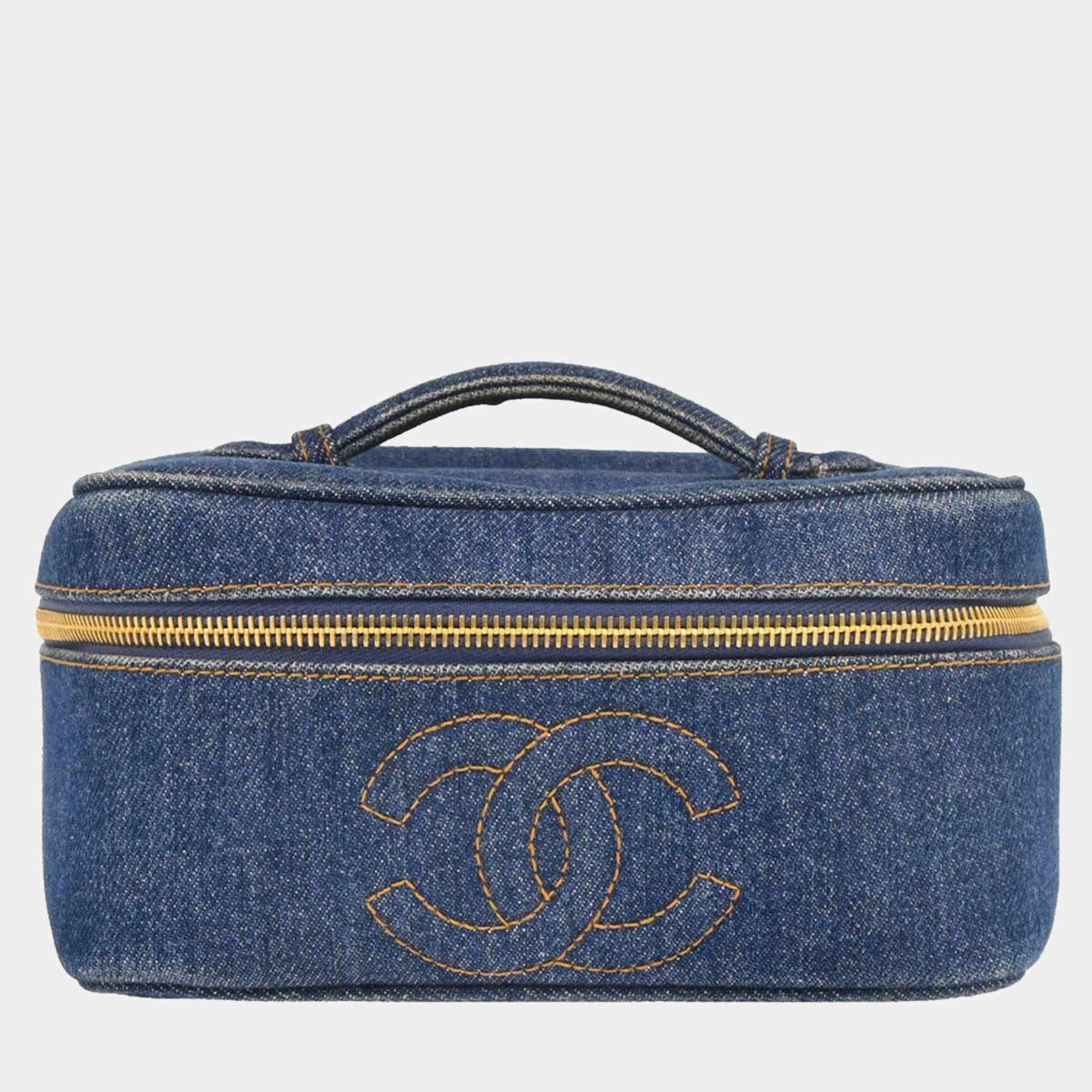 Chanel CC Blue Denim Vanity Handbag