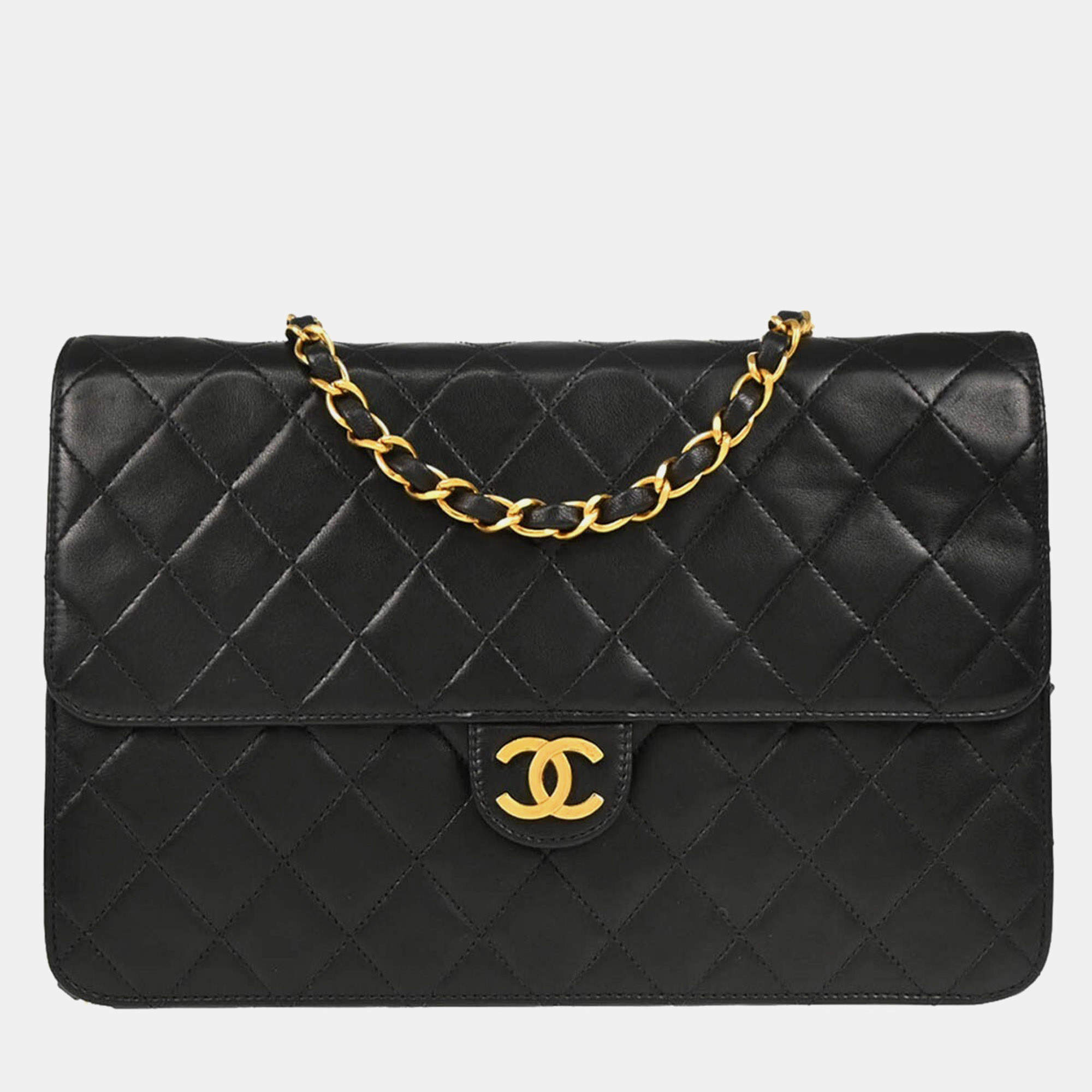 Chanel Flap Medium Black Lambskin Shoulder Bag