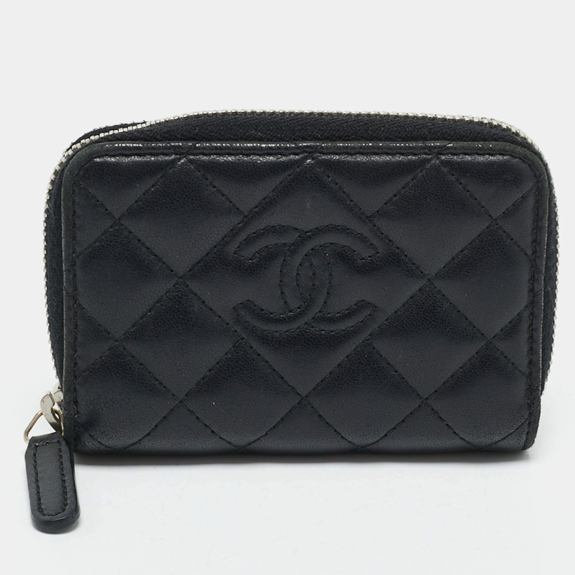 Chanel Black Quilted Leather Zipped Coin Purse