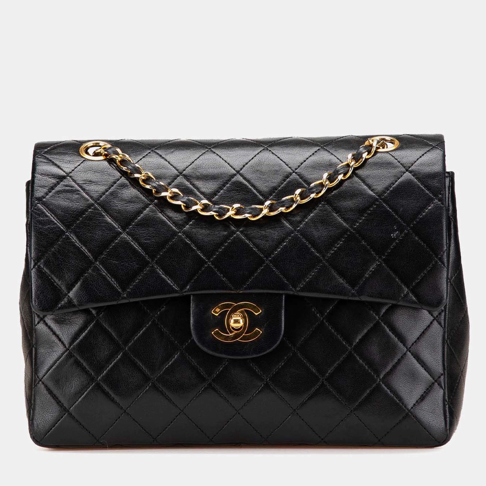 Chanel Black Medium Tall Classic Lambskin Double Flap