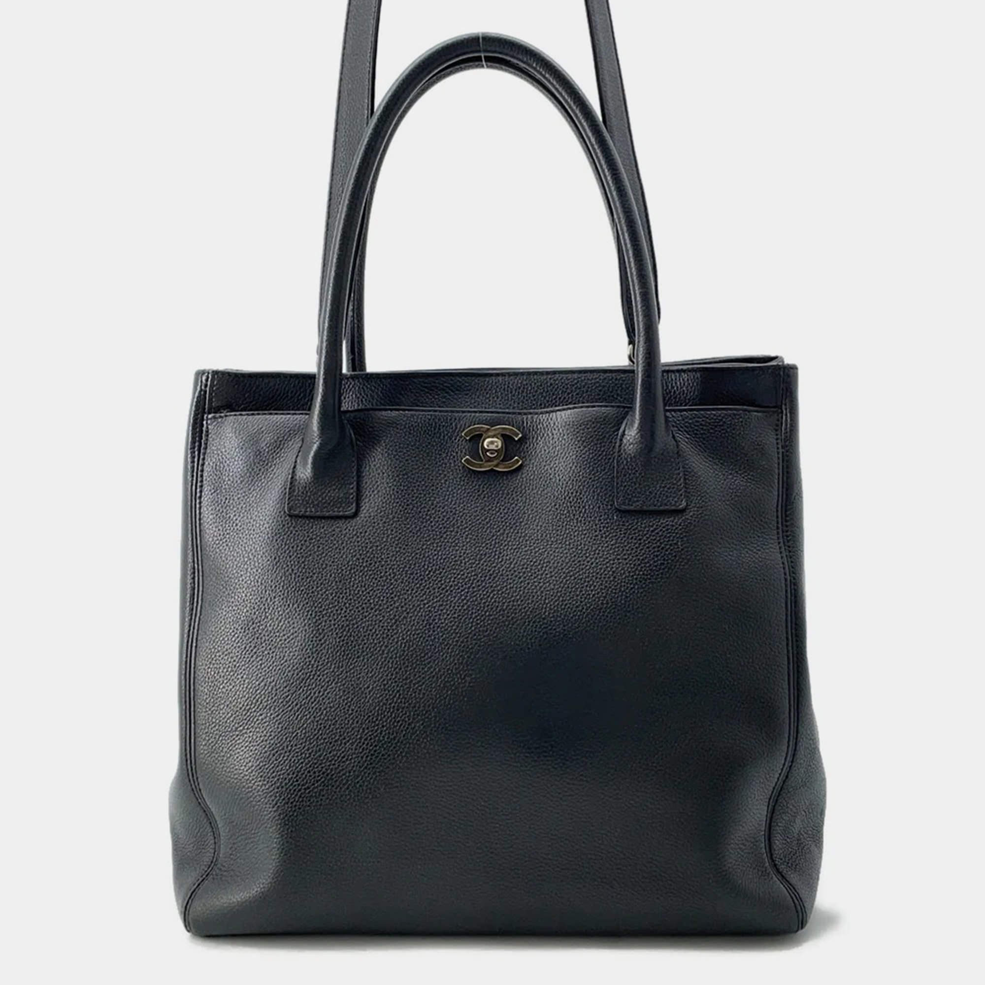 Chanel Executive Black Leather Tote Bag