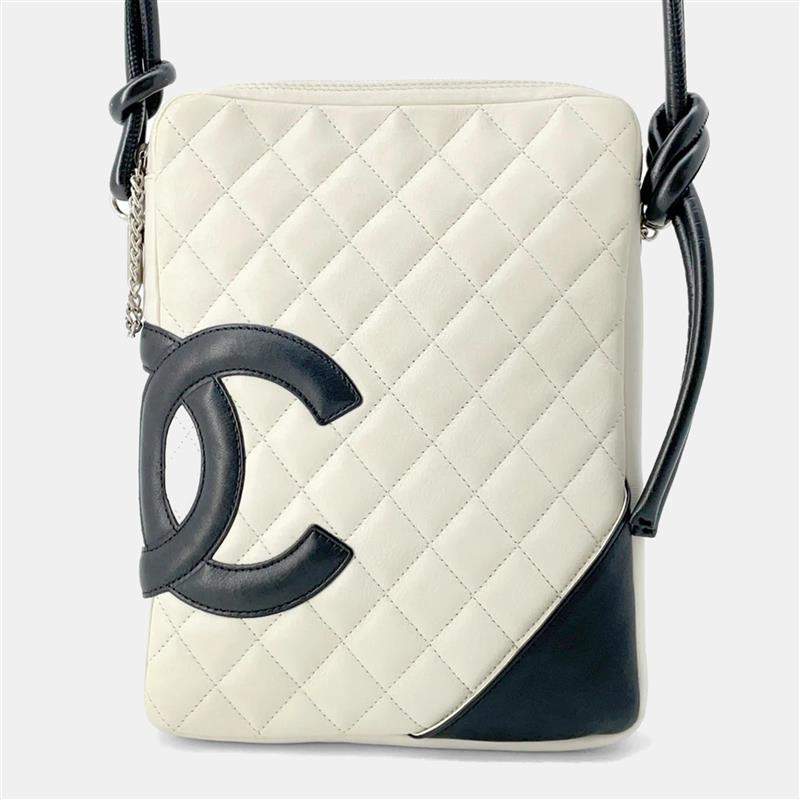 Chanel Cambon Line Medium White/Black Calf Leather Shoulder Bag 