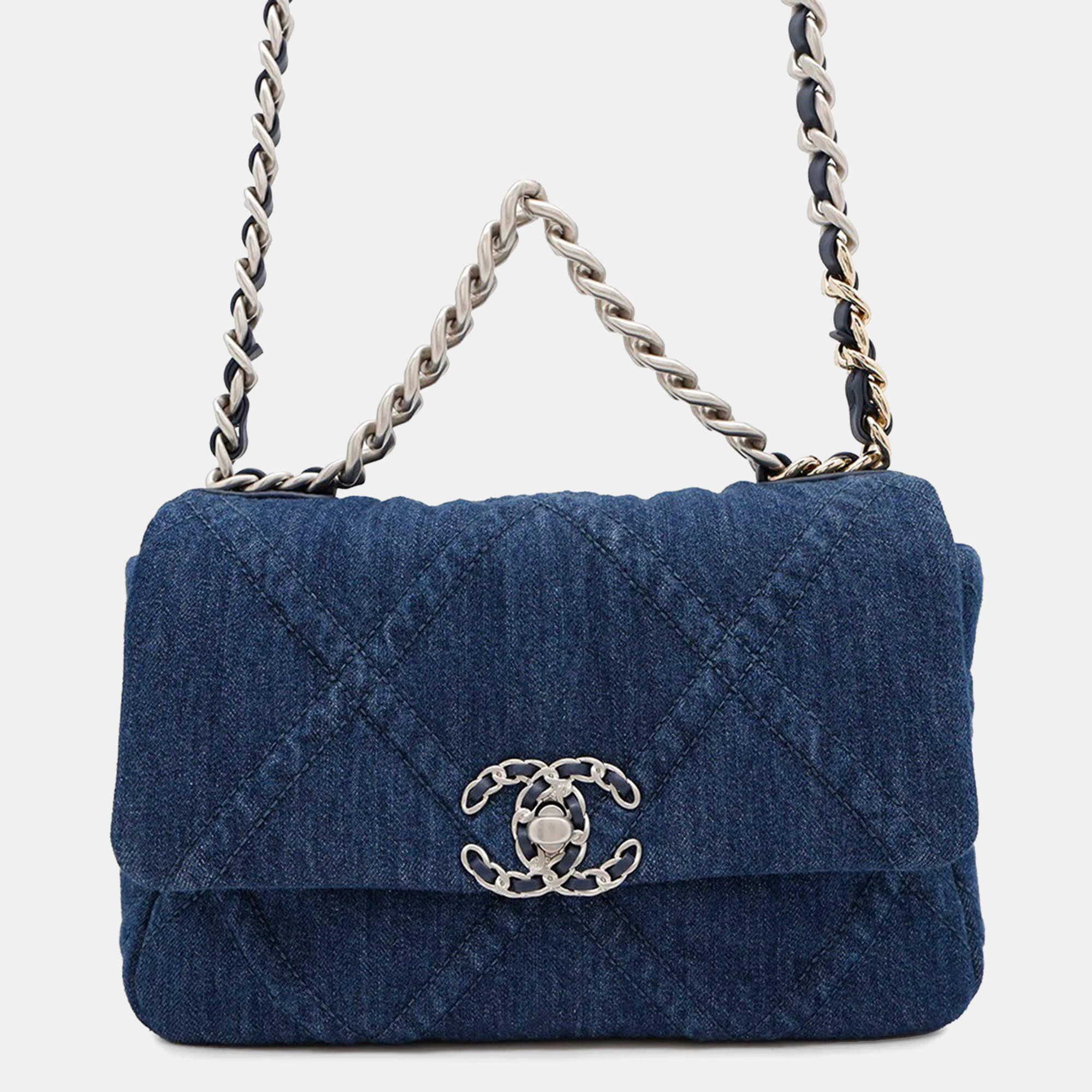 Chanel Chanel19 Chain shoulder Bag Blue Denim
