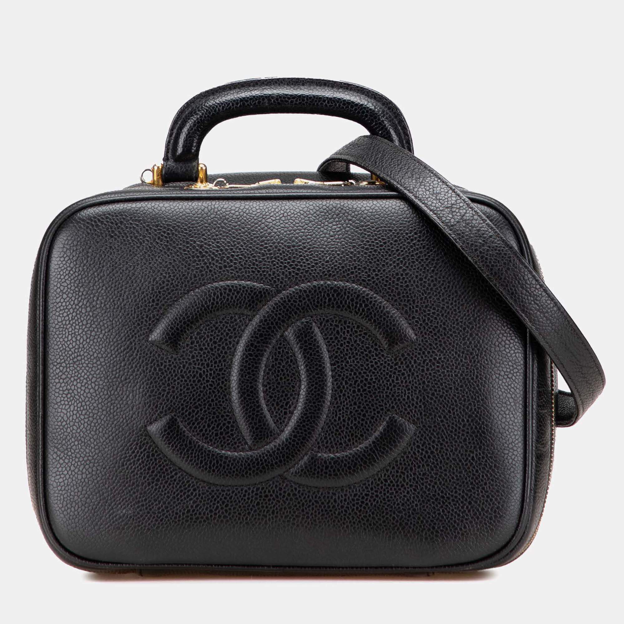 Chanel Black CC Caviar Vanity Case