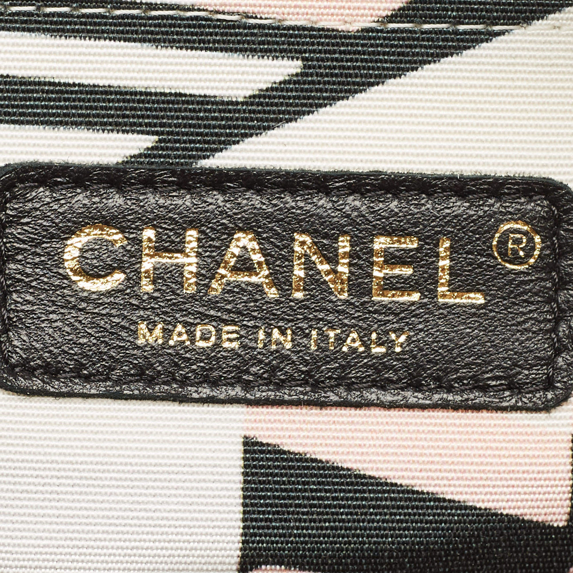 Pre Owned Chanel White/Multicolor Printed Fabric and Rope Shopper Tote