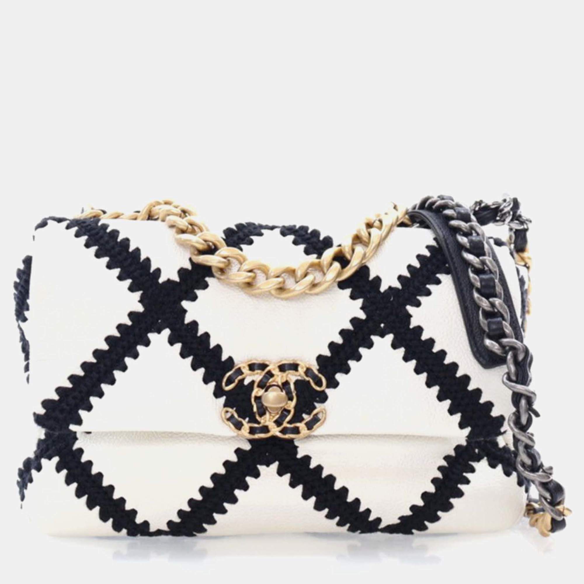 Chanel Medium Multicolor Calfskin Crochet 19 Flap Bag