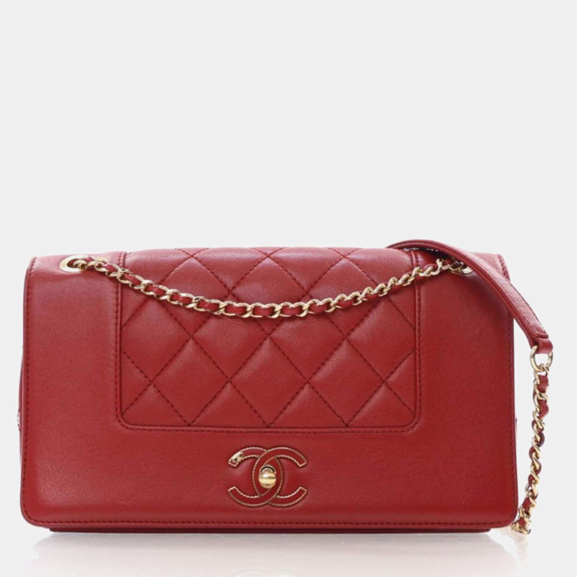 Chanel Medium Red Calfskin Mademoiselle Flap Bag