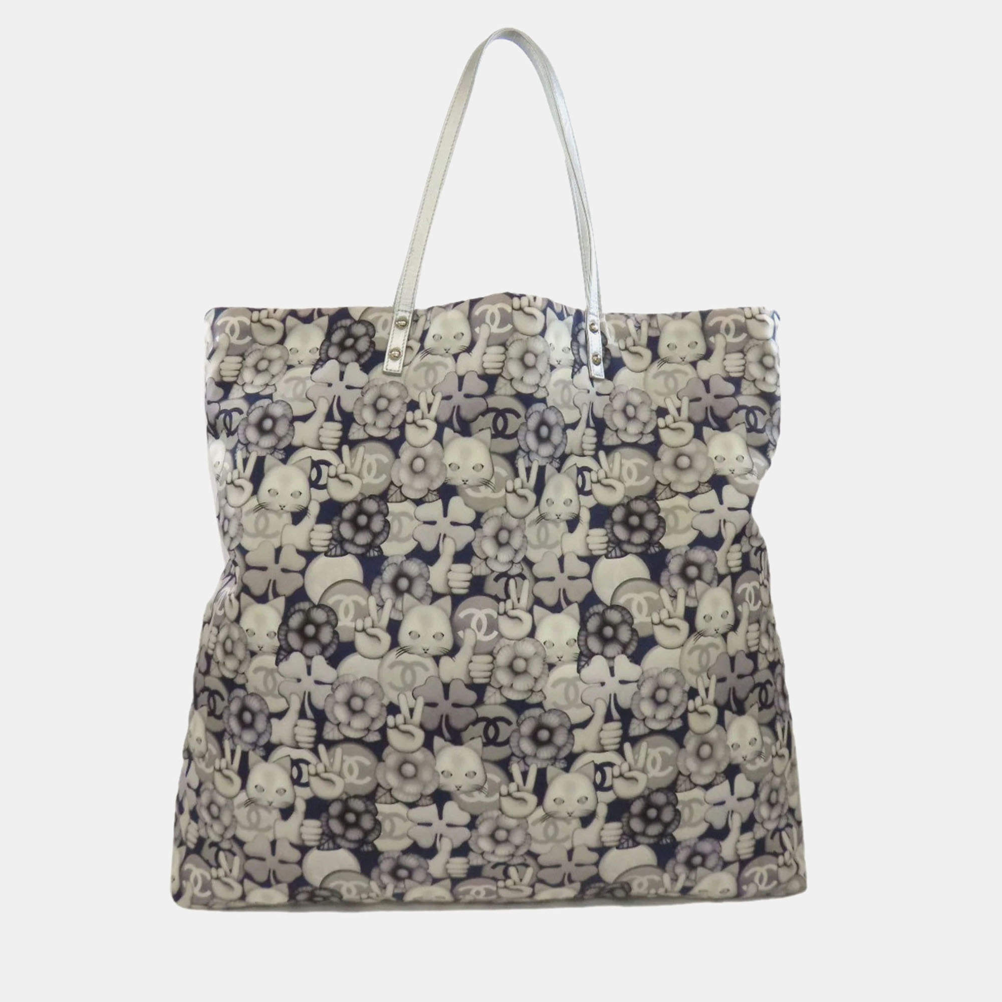 Pre Owned Chanel Cat Motif Tote Bag Nylon