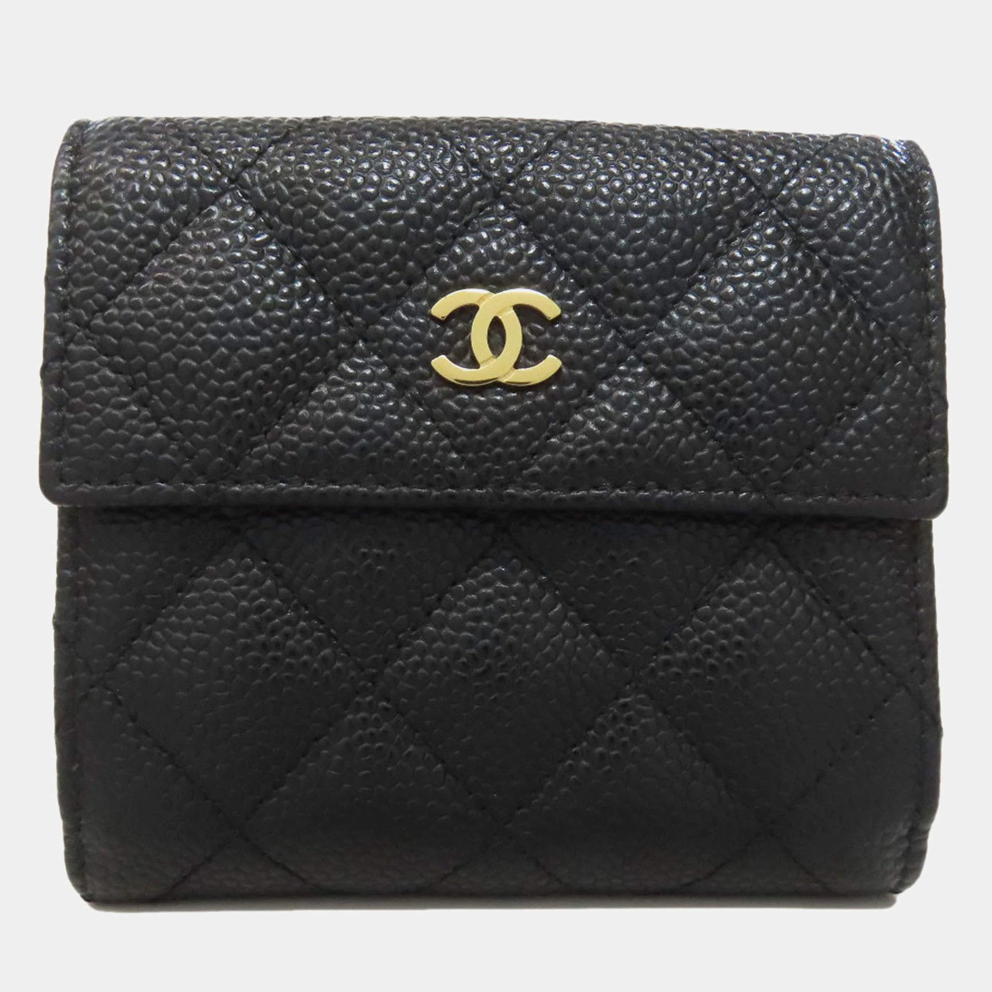 Chanel Matelasse Coco Mark Grained Calfskin Bi-Fold Wallet 