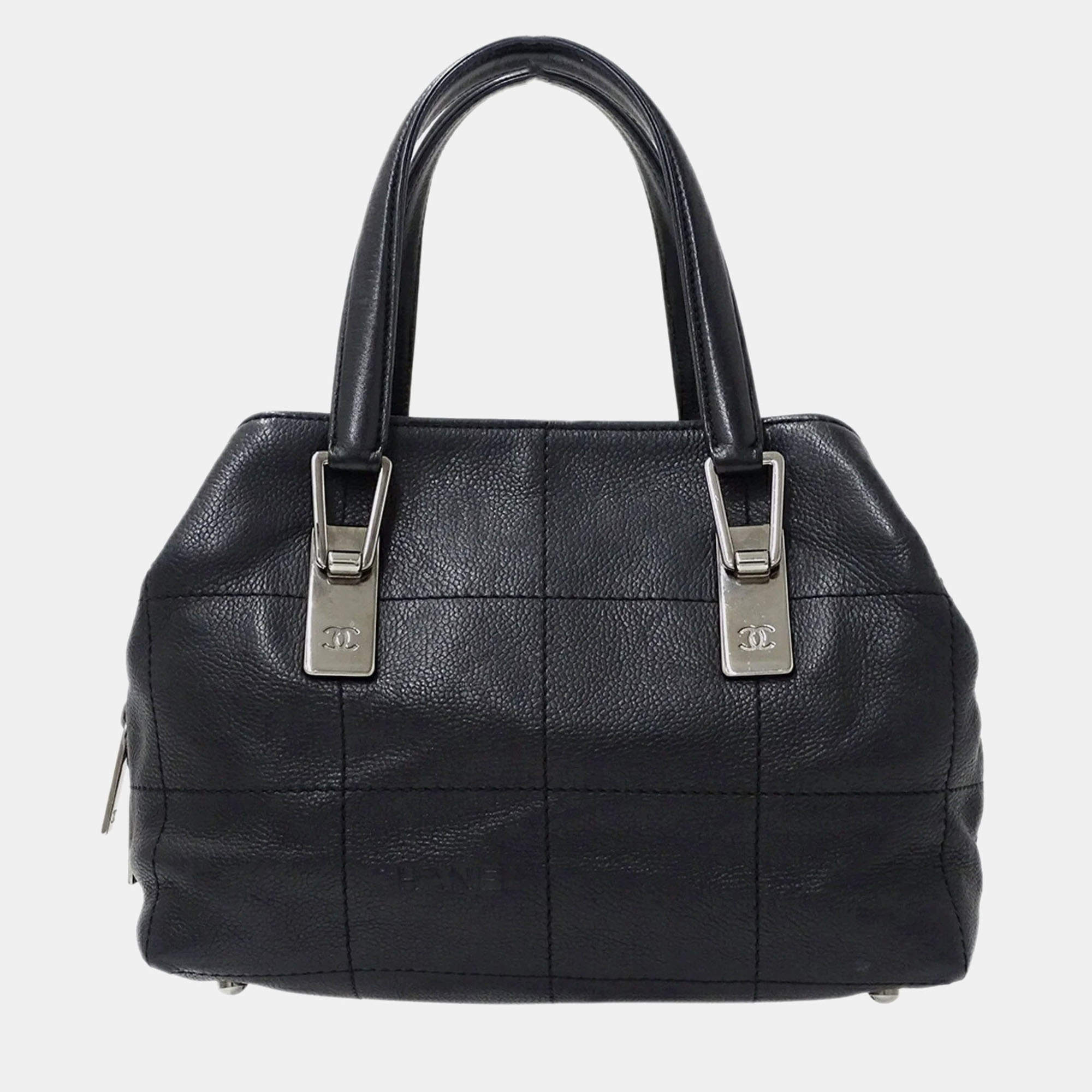 Chanel Chocolate Bar Caviar Skin Black Handbag 