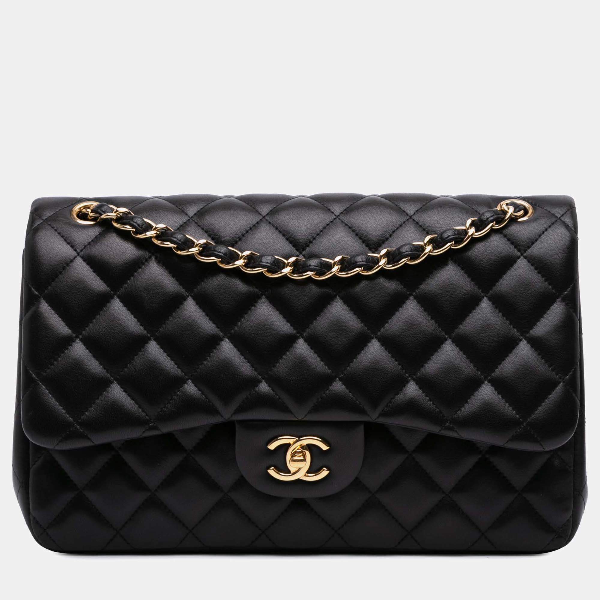 Chanel Black Jumbo Classic Lambskin Double Flap